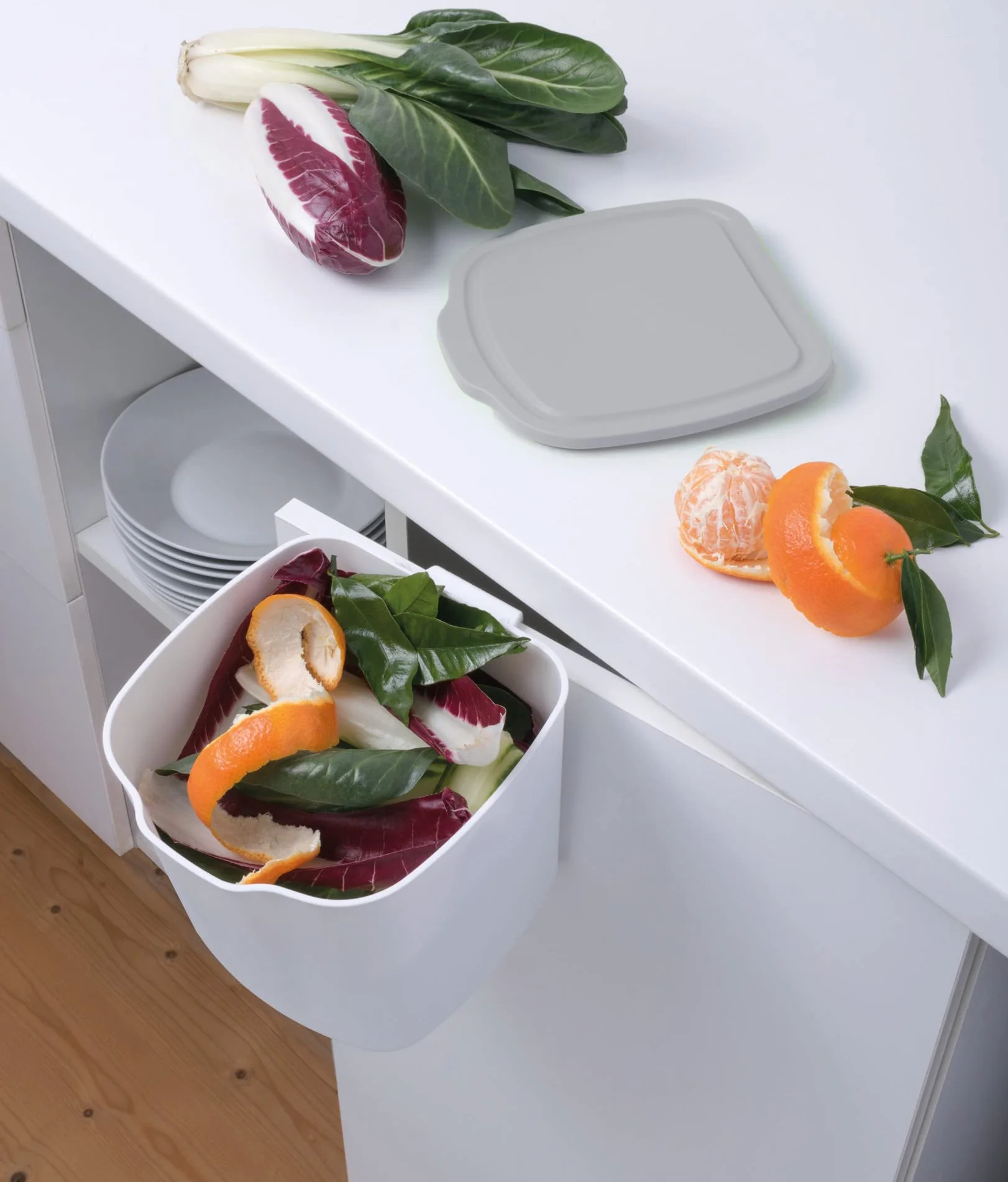 Snips Pattumiera Umido Cucina 3L – Pattumiera Sottolavello da Appendere con Coperchio Rimovibile, Manico e Gancio, 20,5 x 18,5 x 16,7 cm, Bianco – Made in Italy