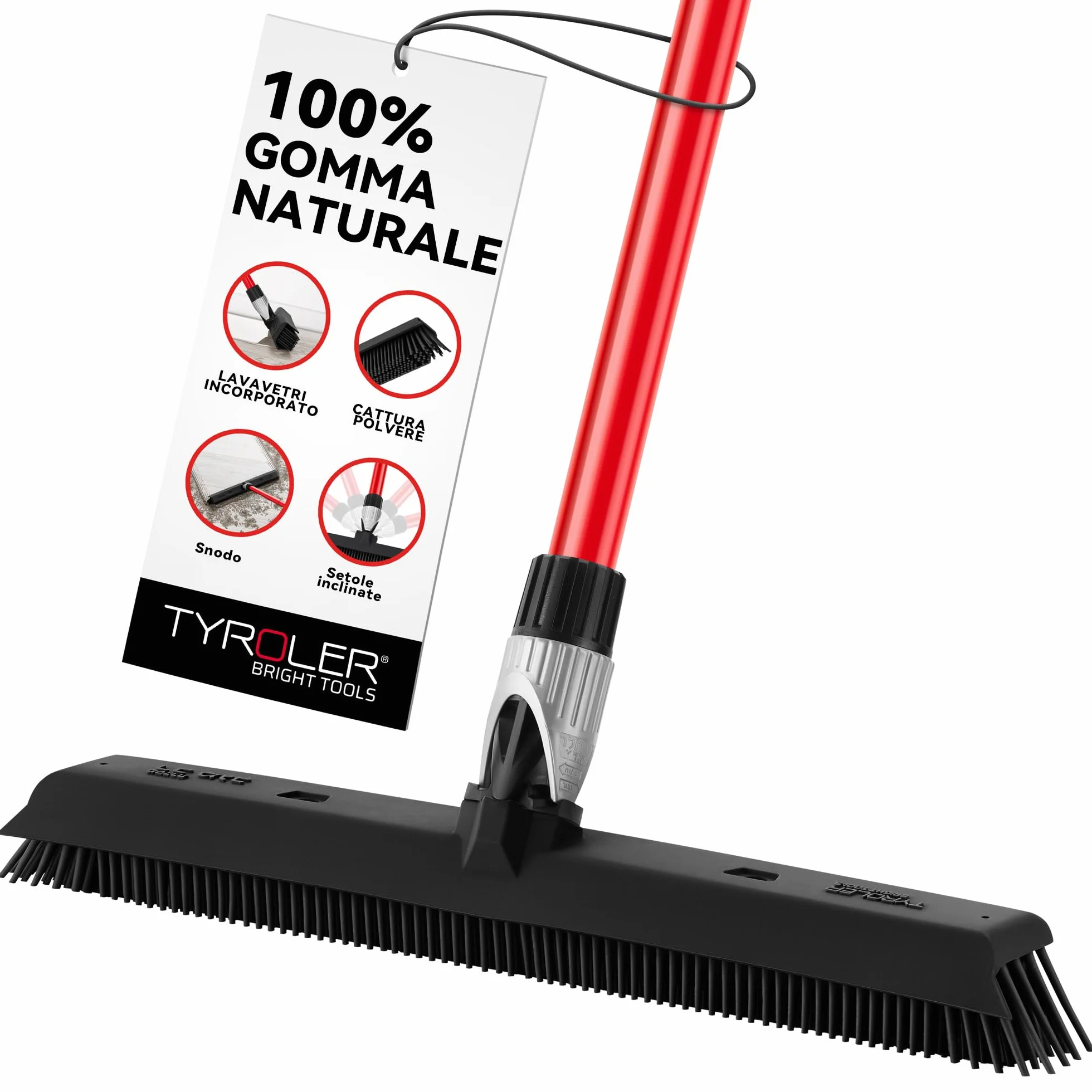 Tyroler 2 in 1 Tira Acqua e Scopa in Gomma 41 cm Acciaio Inox Antiruggine