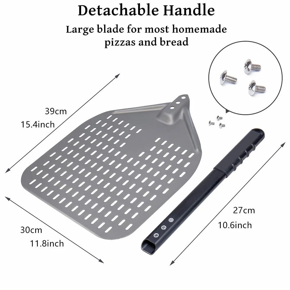 G.a HOMEFAVOR Pala per Pizza in Alluminio Anodizzato Duro con Manico Smontabile