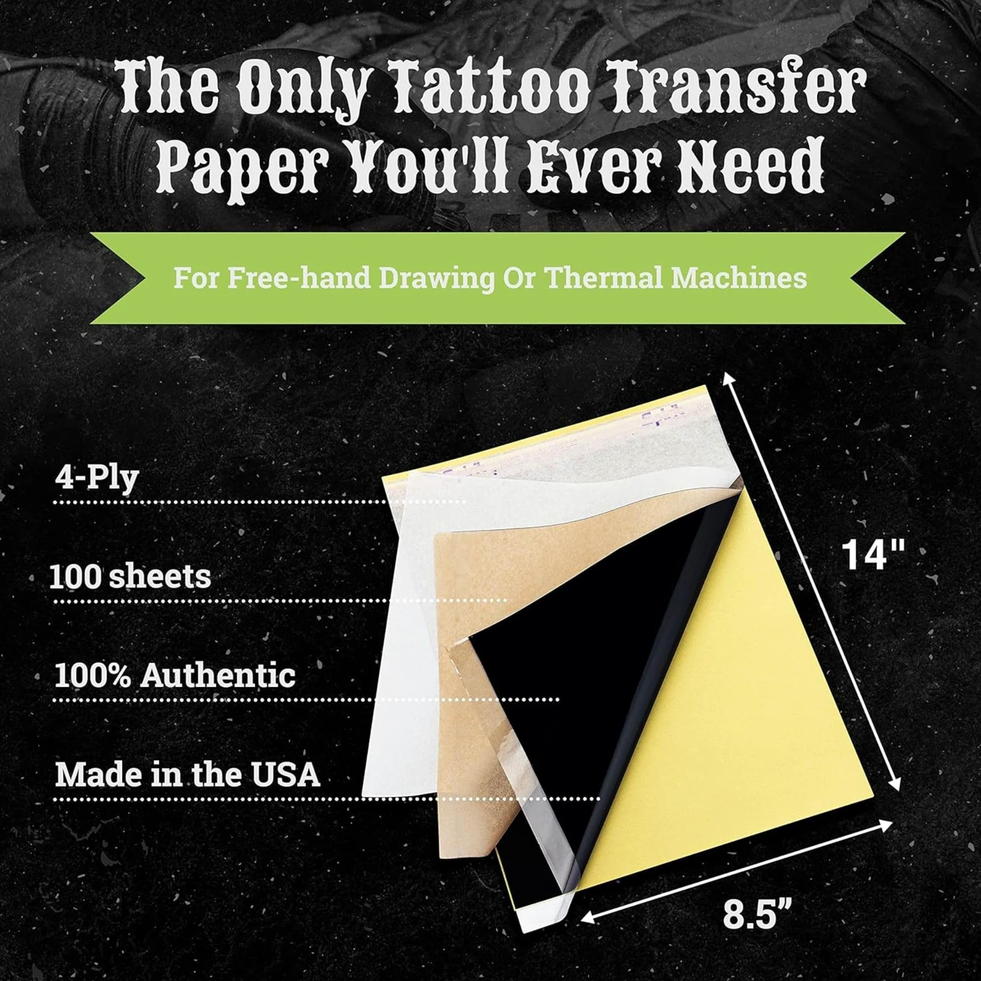 Spirit Tattoo Transfer Paper Bundle – 100 fogli A4 Spirit Classic Purple Thermal Copier Hectograph Paper (21,6 x 27,9 cm) con Viscot Sterile Surgical Skin Marker incluso