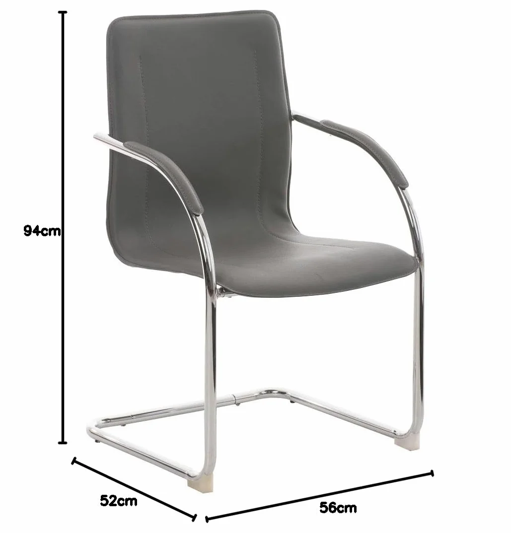 CLP - Melina, sedia per sala d’attesa a cantilever con braccioli, seduta in similpelle, con struttura in metallo Contemporaneo Grey