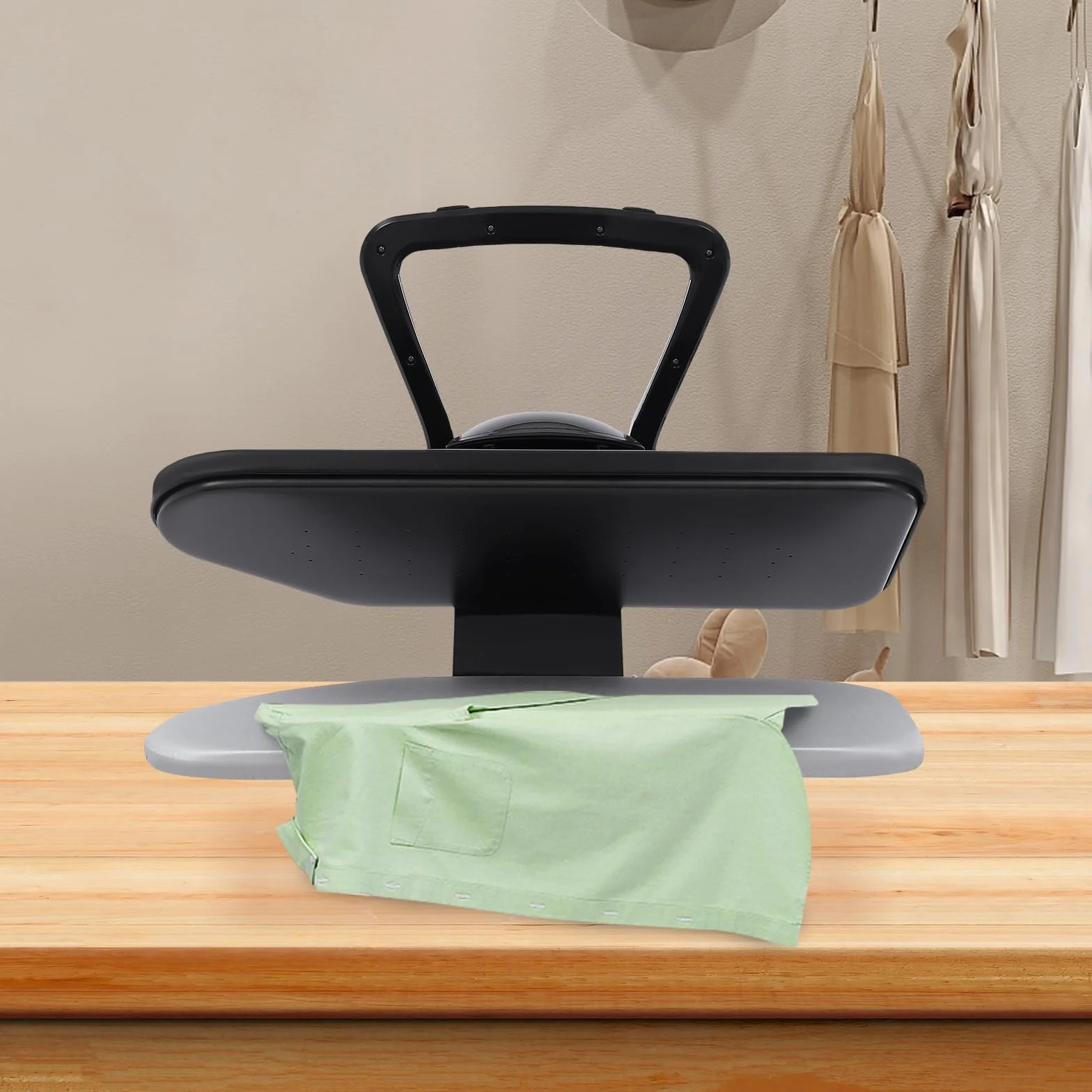 Pressa per ferro da stiro a vapore, con touch screen, per la casa, con capacità di 2200 W, 1 l, serbatoio per acqua in nylon, seta, cotone, lino (nero)