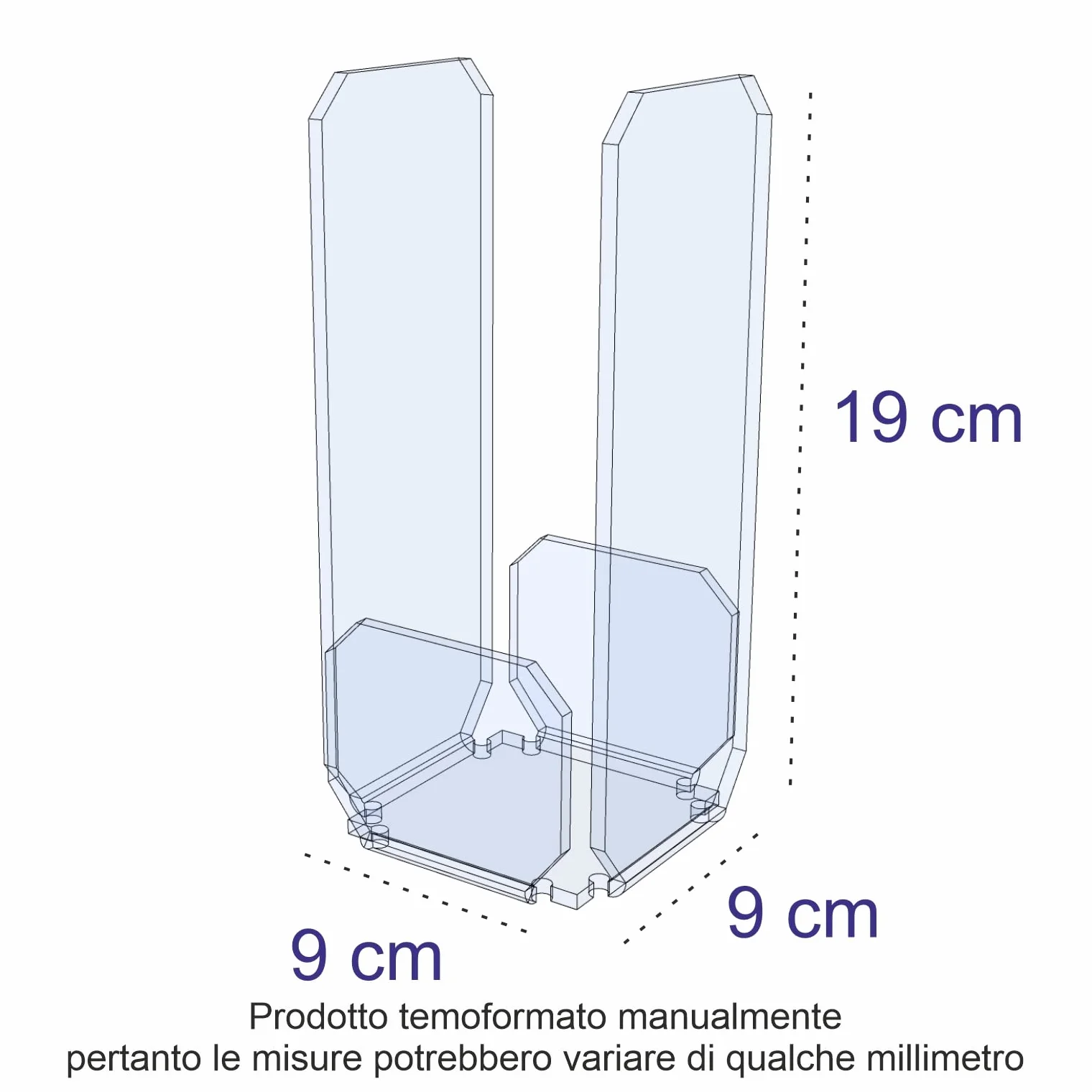 Portabicchieri plastica vetro acrilico trasparente modello Musa, porta bicchieri da tavolo buffet design moderno, made in Italy