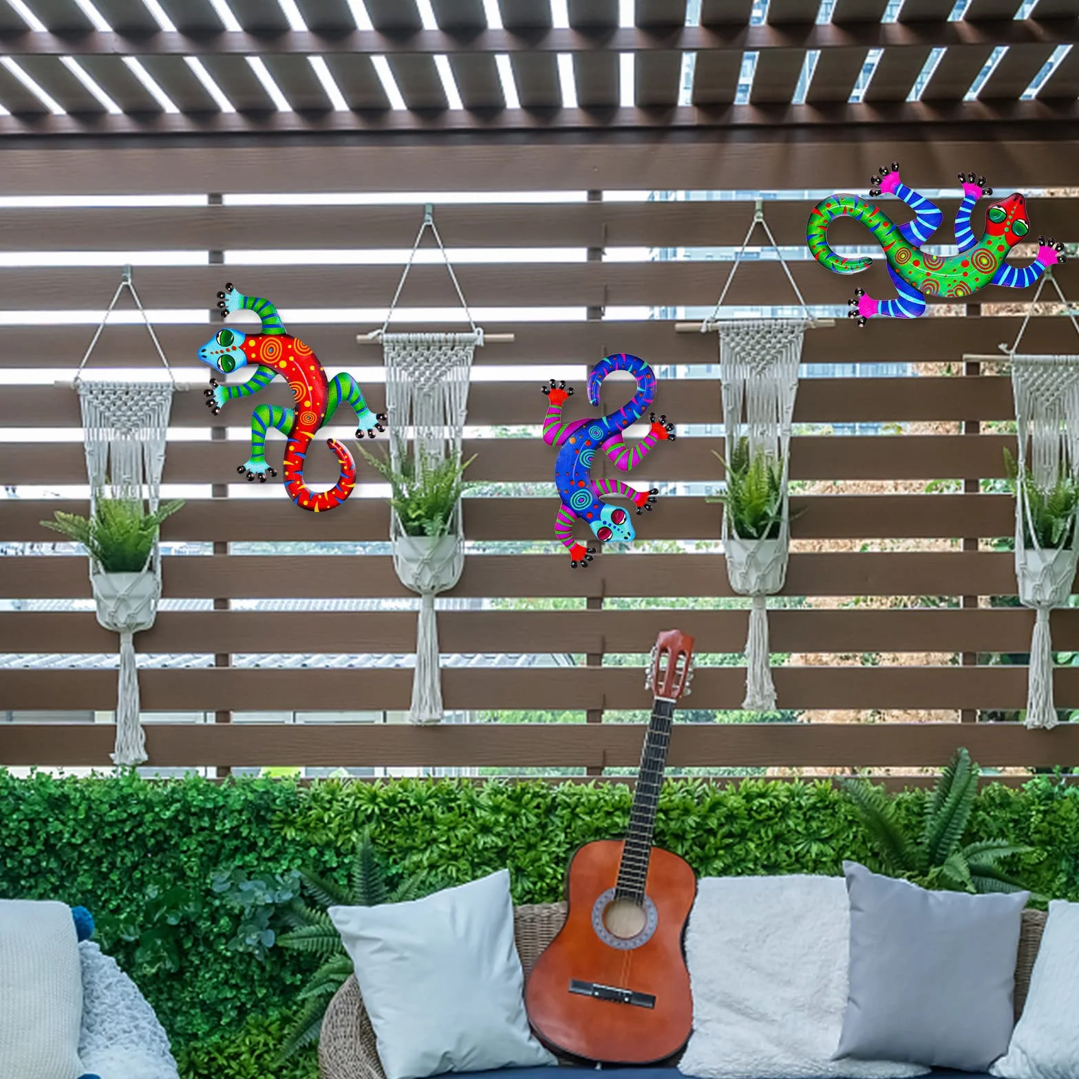 OFFCUP Lucertola in Metallo 3Pcs Decorativa da Appendere Decorazione Metallica per Giardino