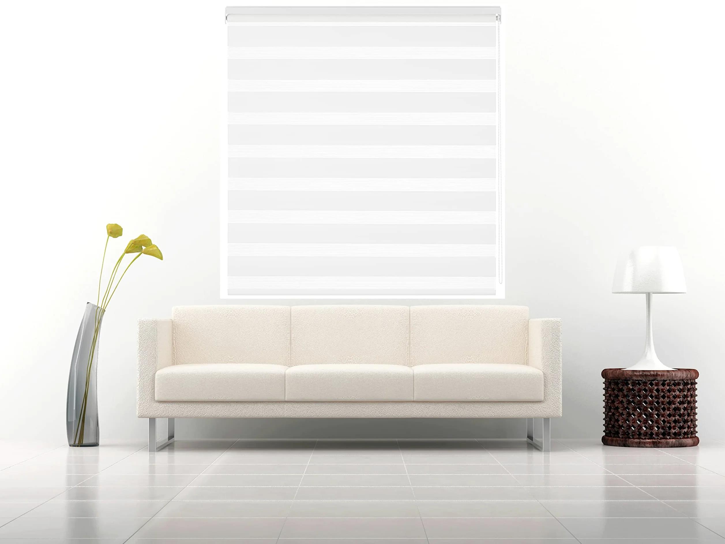 Estoralis | Vera | Tenda a Rullo Notte e Giorno | Doppio Tessuto Tinta Unita | Bianco Sporco | 170 x 255 cm (Larghezza/Altezza) Dimensione del Tessuto 167 x 250 cm. | Tende per finestre e Porte