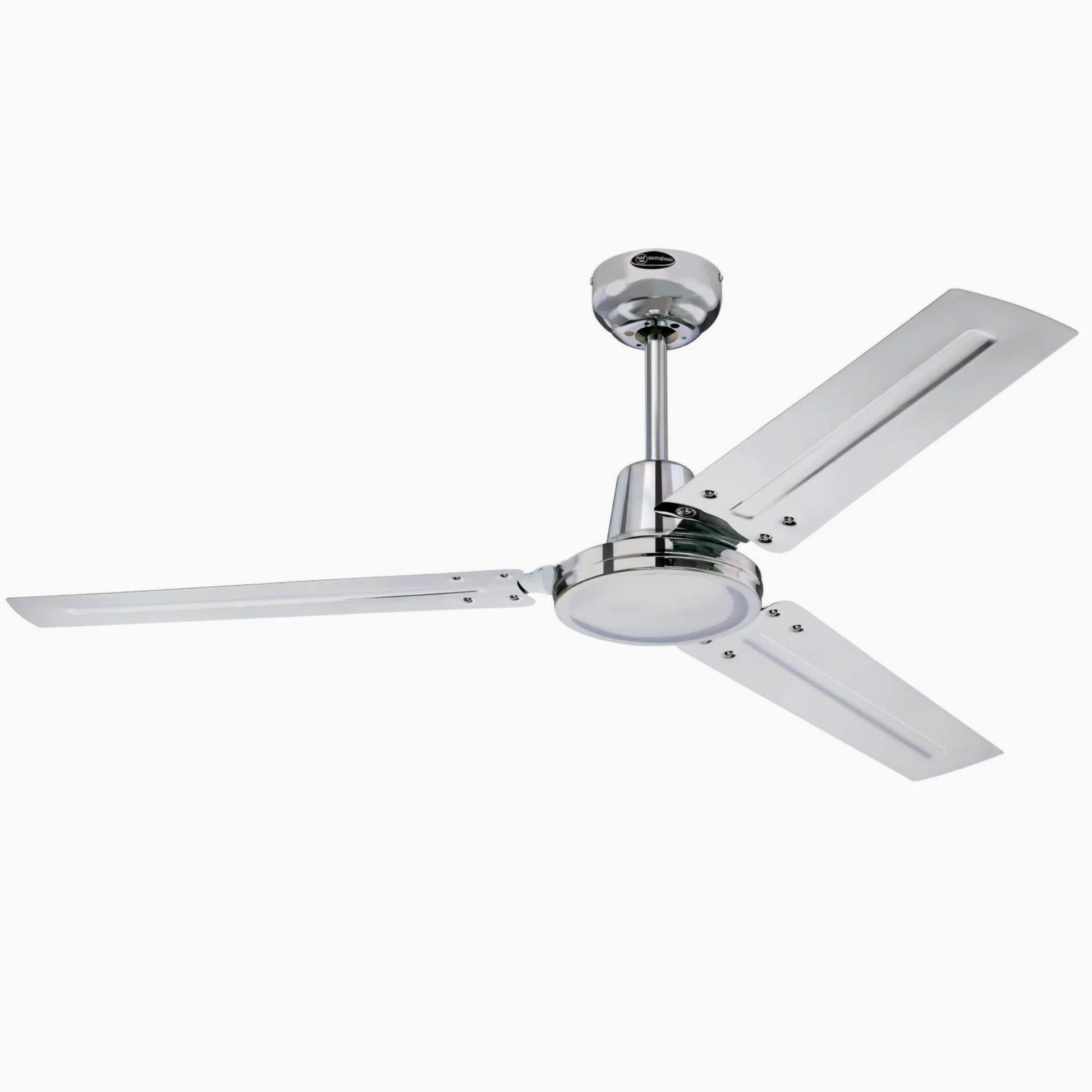Westinghouse Lighting Ventilatore da soffitto cromato industriale, 122 cm, potente circolatore d'aria con interruttore a parete a 4 livelli, robusto design cromato