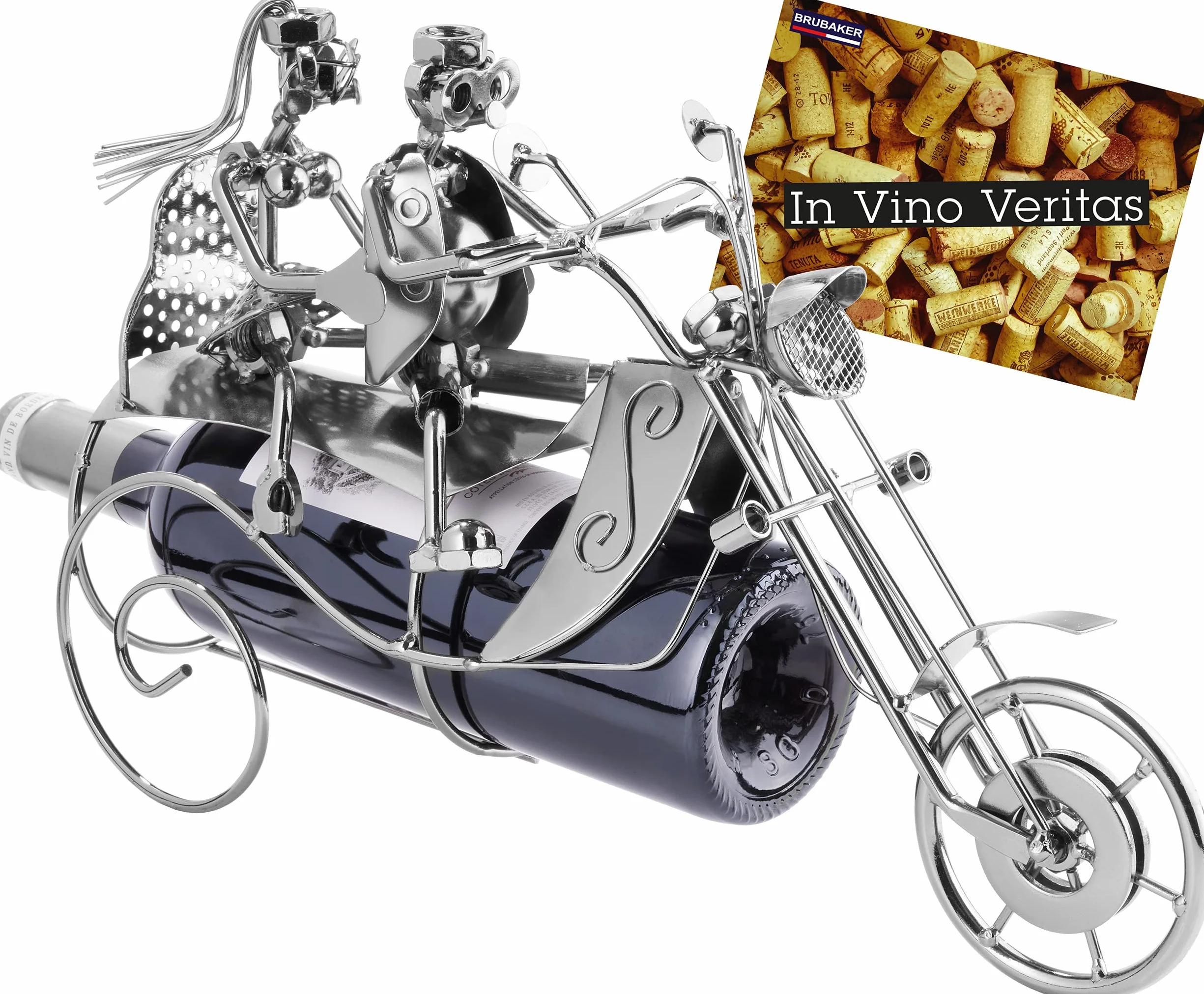 BRUBAKER Portabottiglie da vino regalo - coppia in motocicletta