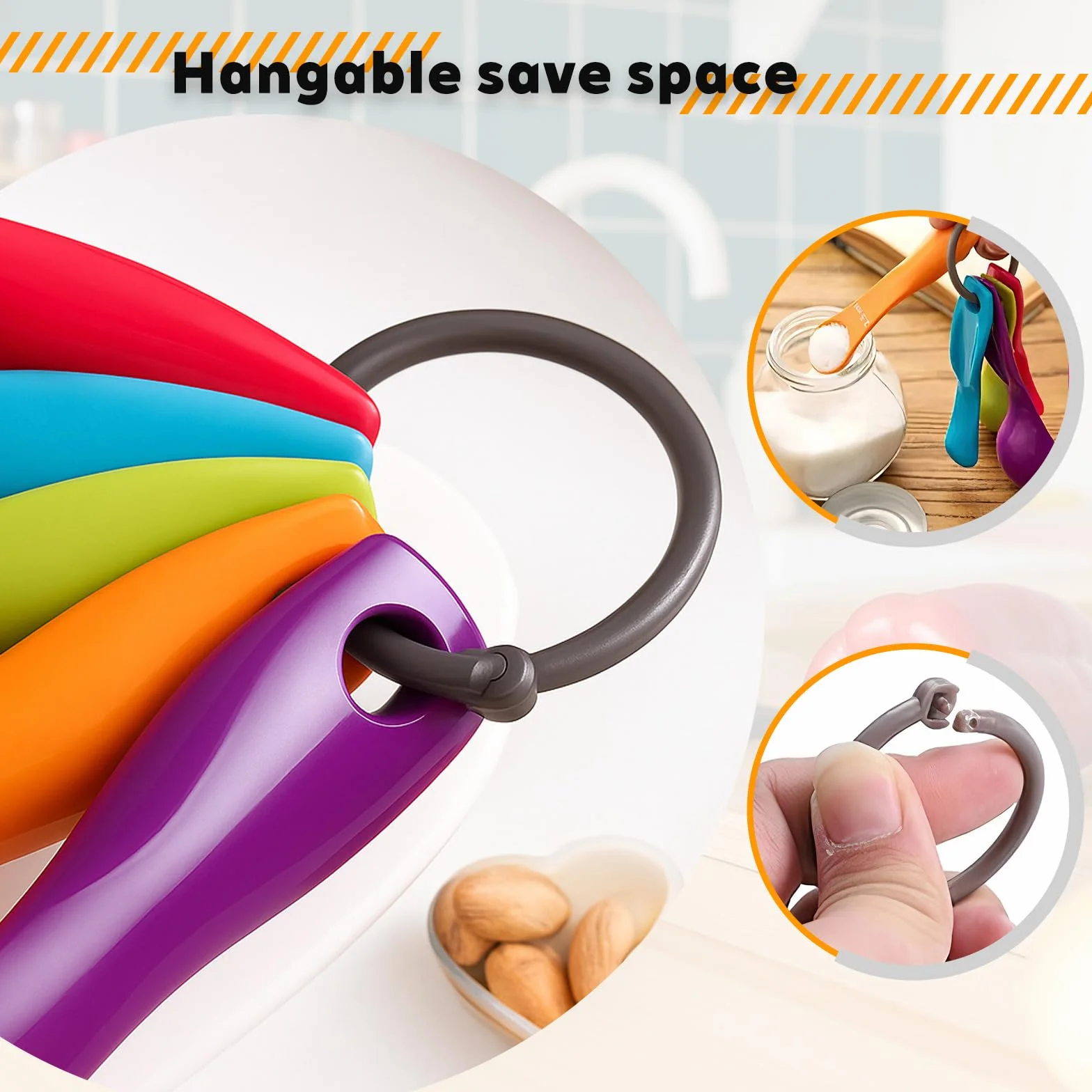 5 Pezzi Cucchiaio Dosatore, colori misti, cucchiai da cucina Set da 5 per misurare ingredienti secchi e liquidi,Misurino Grammi