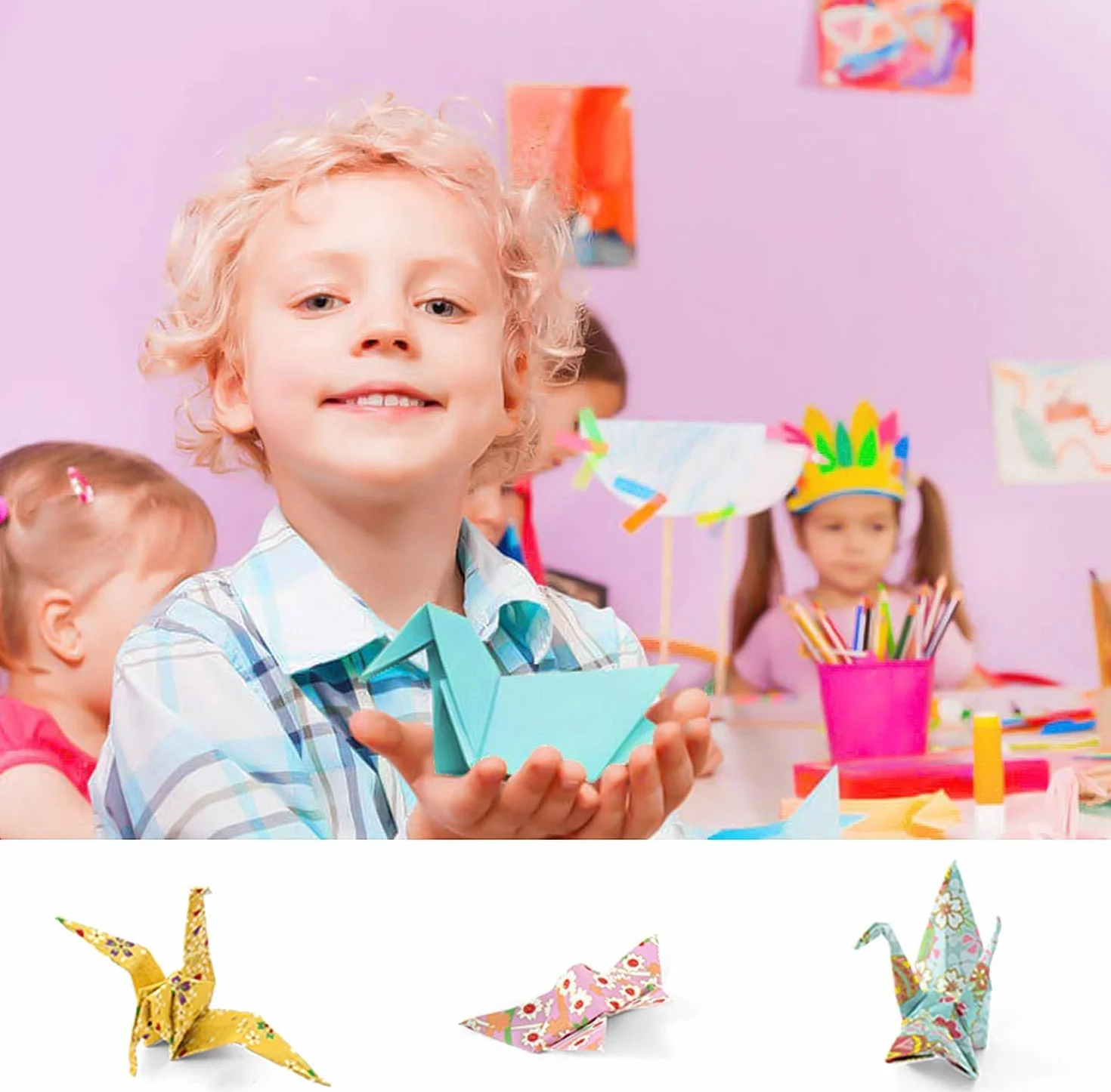 Origami Washi Carta Fai-da-te 60 Fogli 3 Misure per Bambini