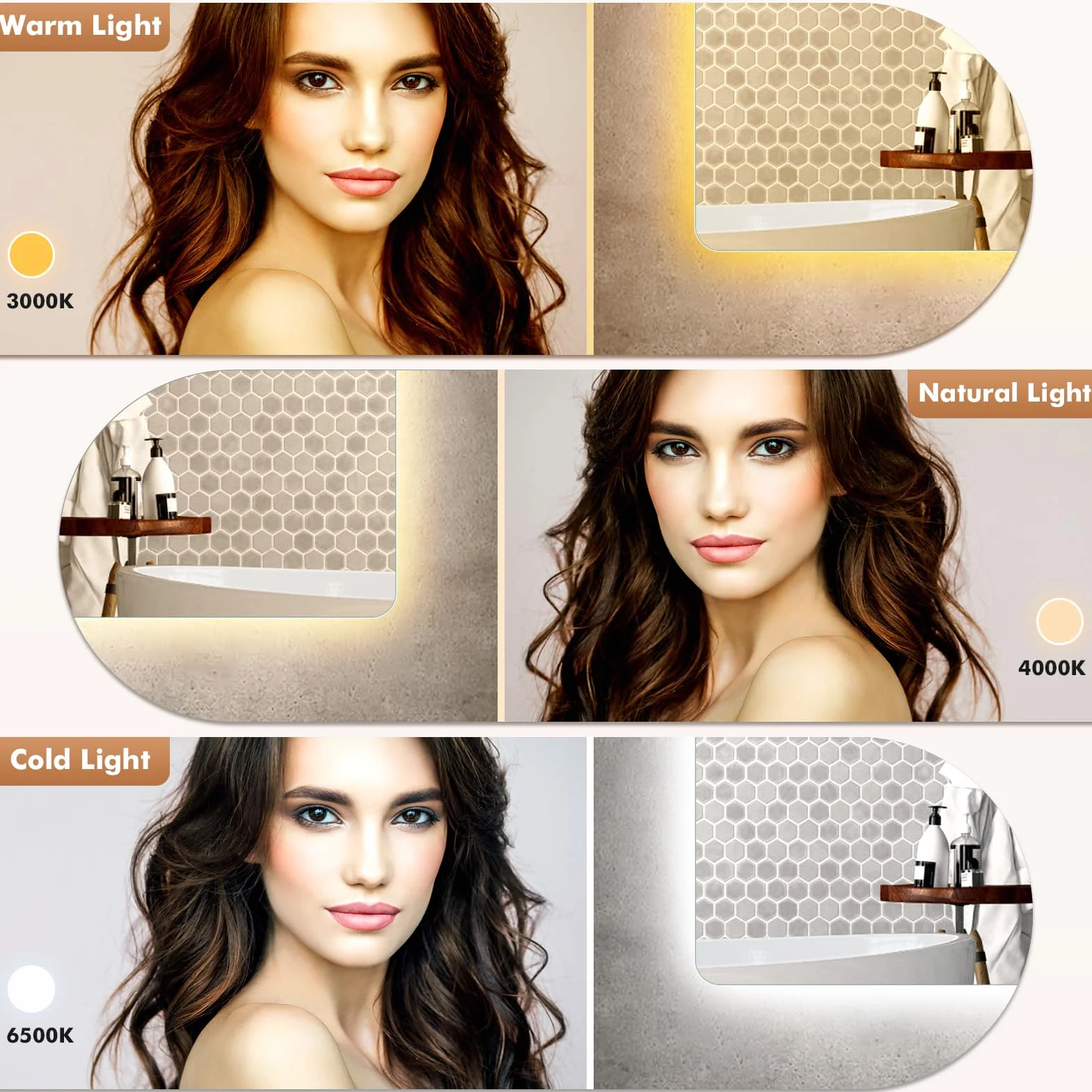 Specchio Bagno con Luce 80x60cm,Specchiera Bagno Specchio LED con Antiappannamento,Interruttore Touch,3000K-6500K Dimmerabile,Funzione di Memoria per Casa Hotel Parrucchiere