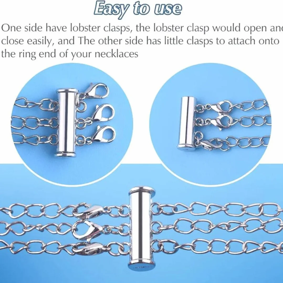 JEYORZY 3pcs connettori per gioielli, chiusure magnetiche a strati per collane, chiusure a strati per collane, chiusure distanziali per collane a strati, separatori per collane multifilo, per 3 misure