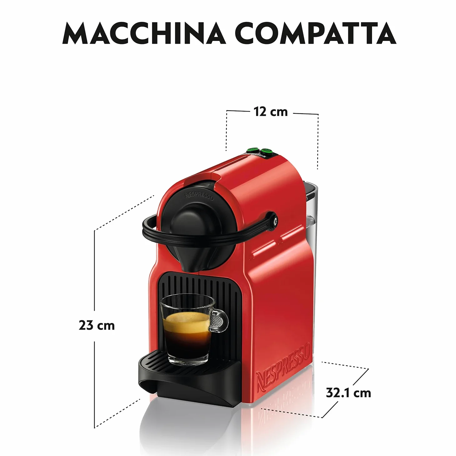Nespresso Inissia XN1005, Macchina da caffè di Krups, 1260W, colore Ruby Red