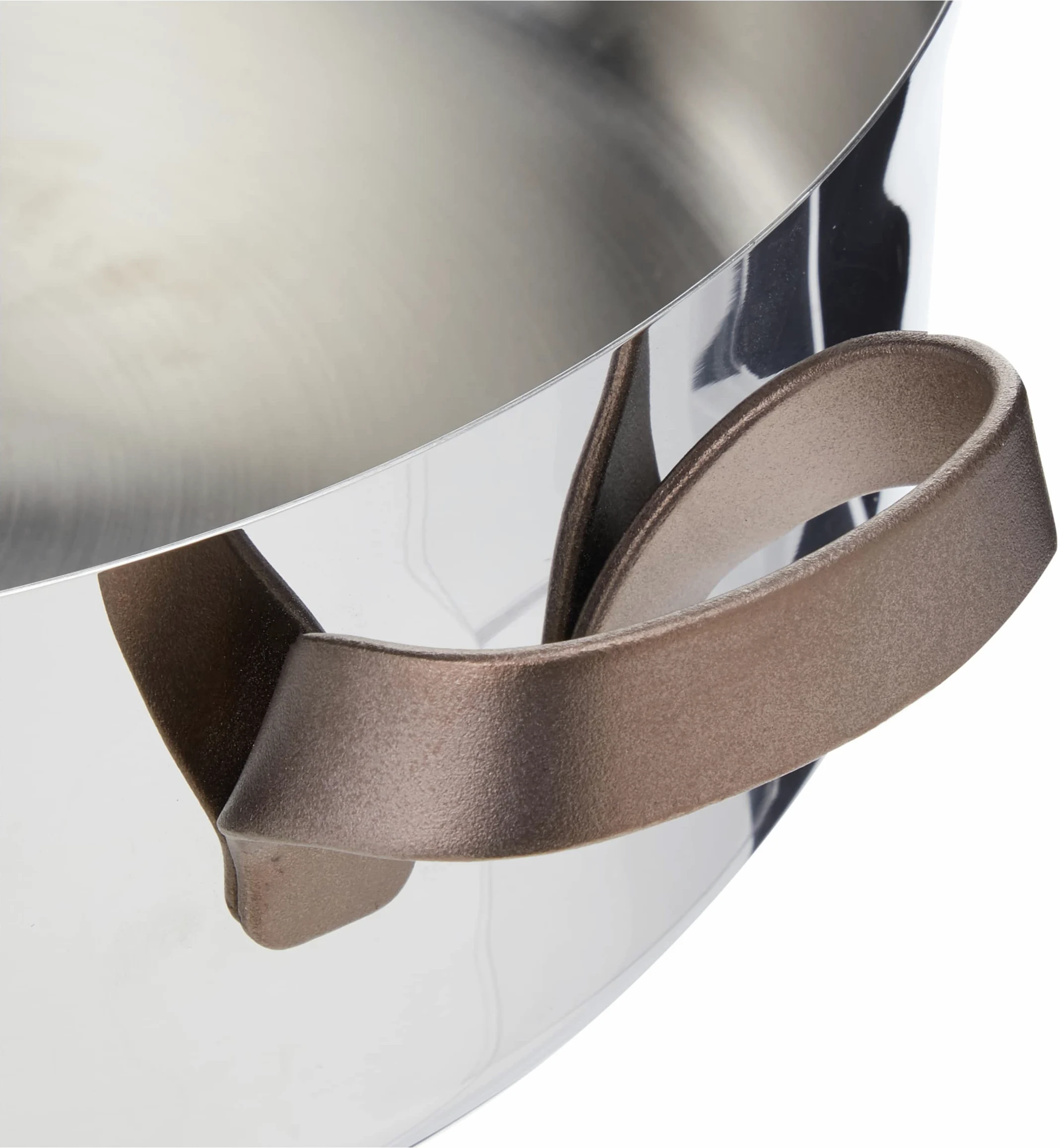 Alessi edo | PU102/28 - Casseruola Bassa a Due Manici in Acciaio Inox, Manici in Acciaio Inox con Rivestimento in PVD, Marrone