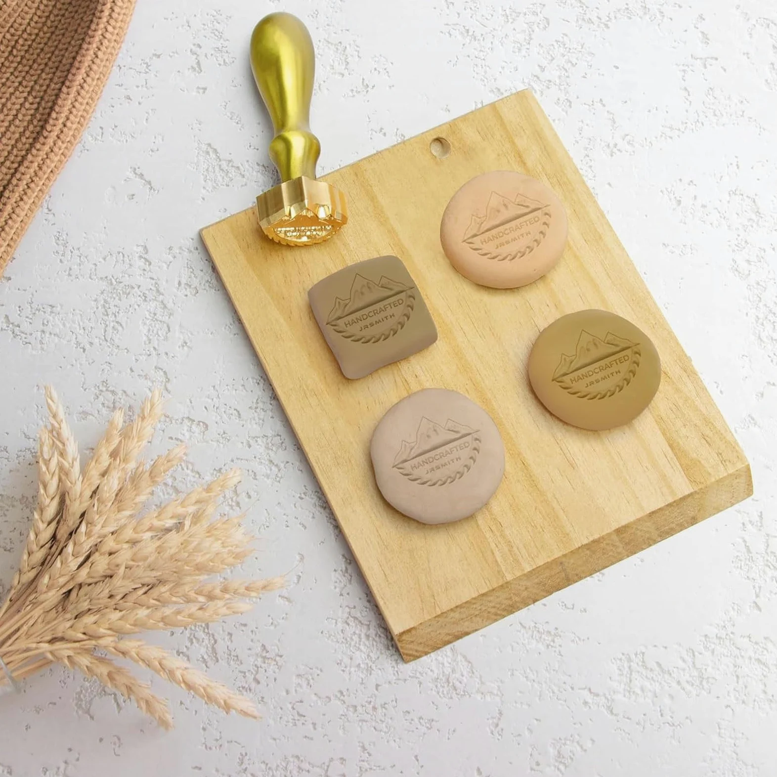 Timbri con lettere personalizzati, timbri personalizzati for sapone e ceramica con logo, timbri in argilla for la produzione di ceramiche Timbri con firma(4"x4")