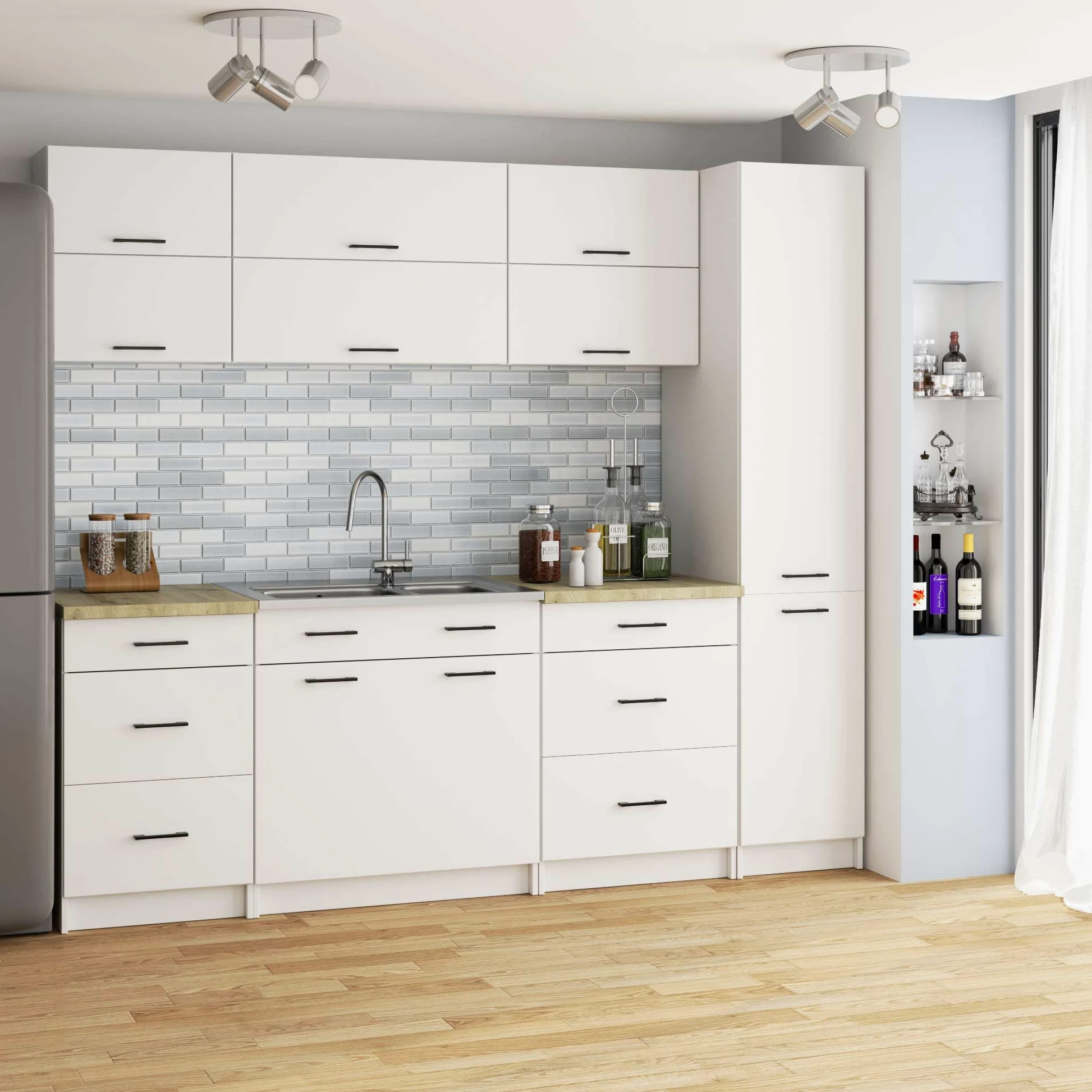 BDW - Colonna da Cucina - Armadio Largo 40 cm, Alto 205 cm, Profondo 57 cm - Spazioso per Provviste - Bianco