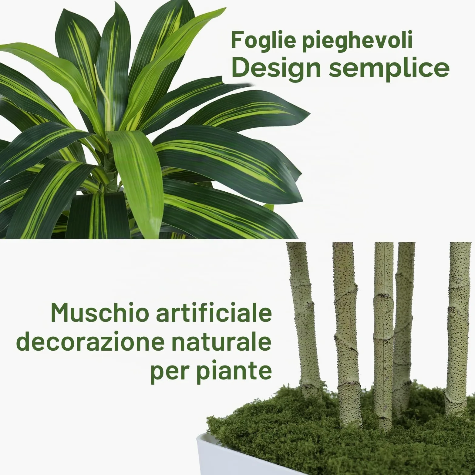 Pianta Finta Dracaena Artificiale 150cm alta con Vaso Bianco, Piante Finte da Interno Grandi Ha 108 foglie, Albero Artificiale Interni Per Soggiorno Ufficio Giardino Dec
