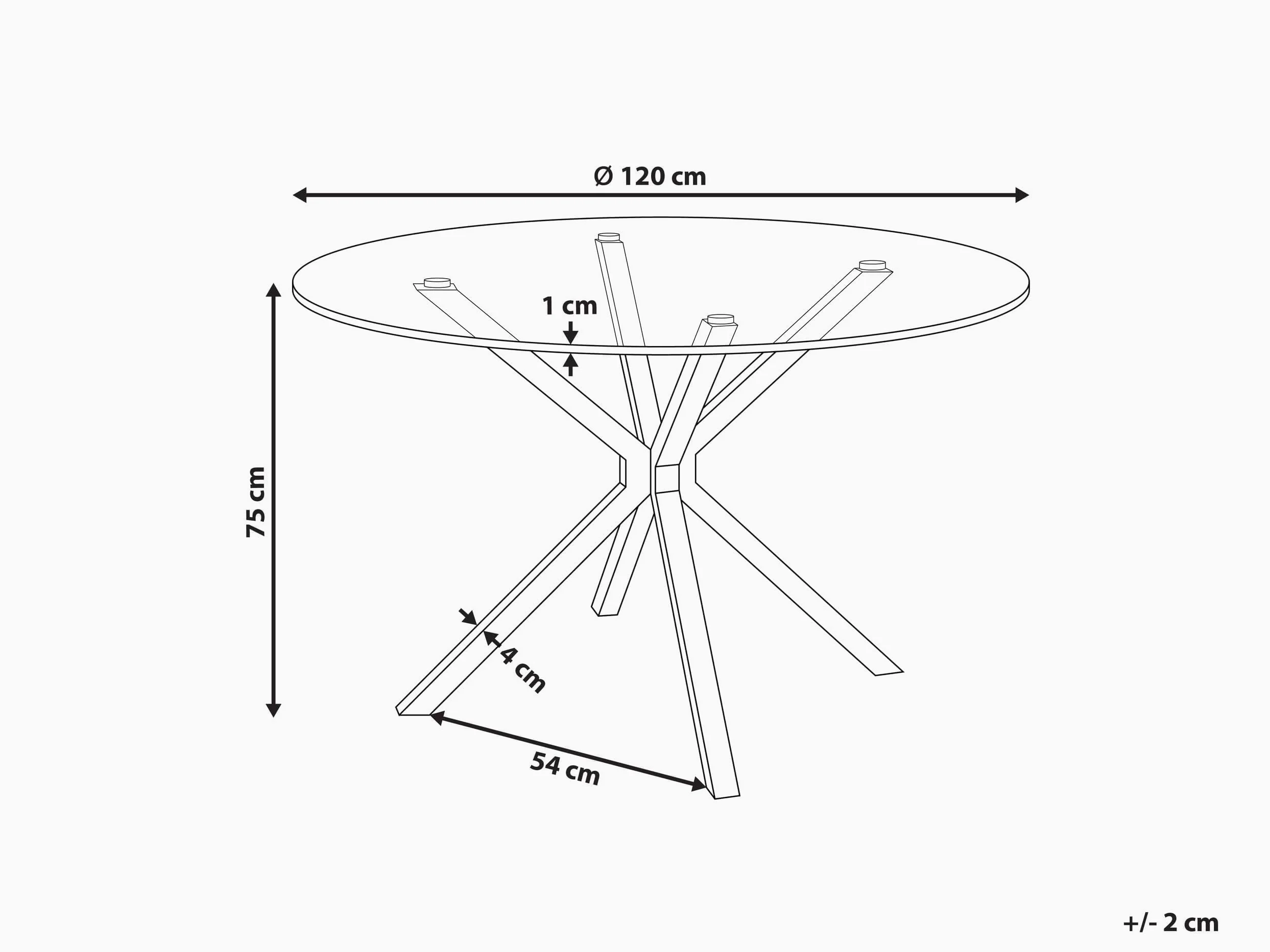 Beliani Tavolo da pranzo rotondo Glamour ⌀120 cm Piano in vetro temperato Gambe d'accento Nero