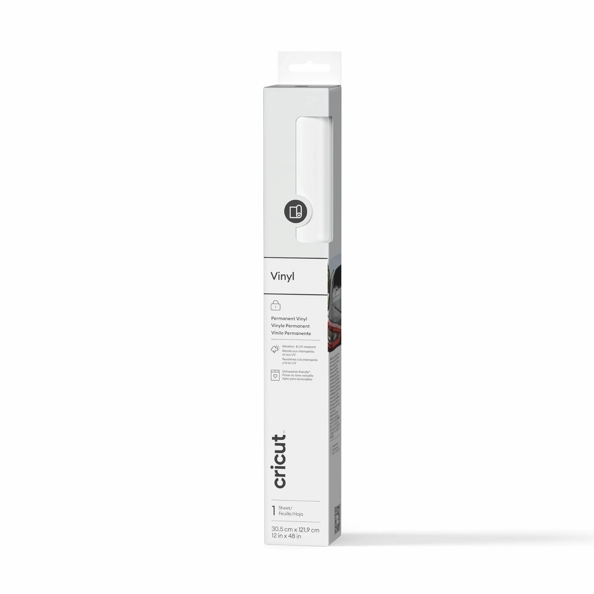 Foglio Vinile Adesivo Permanente Cricut Bianco Lucido 30,5 cm x 1,2 m per Macchine da Taglio