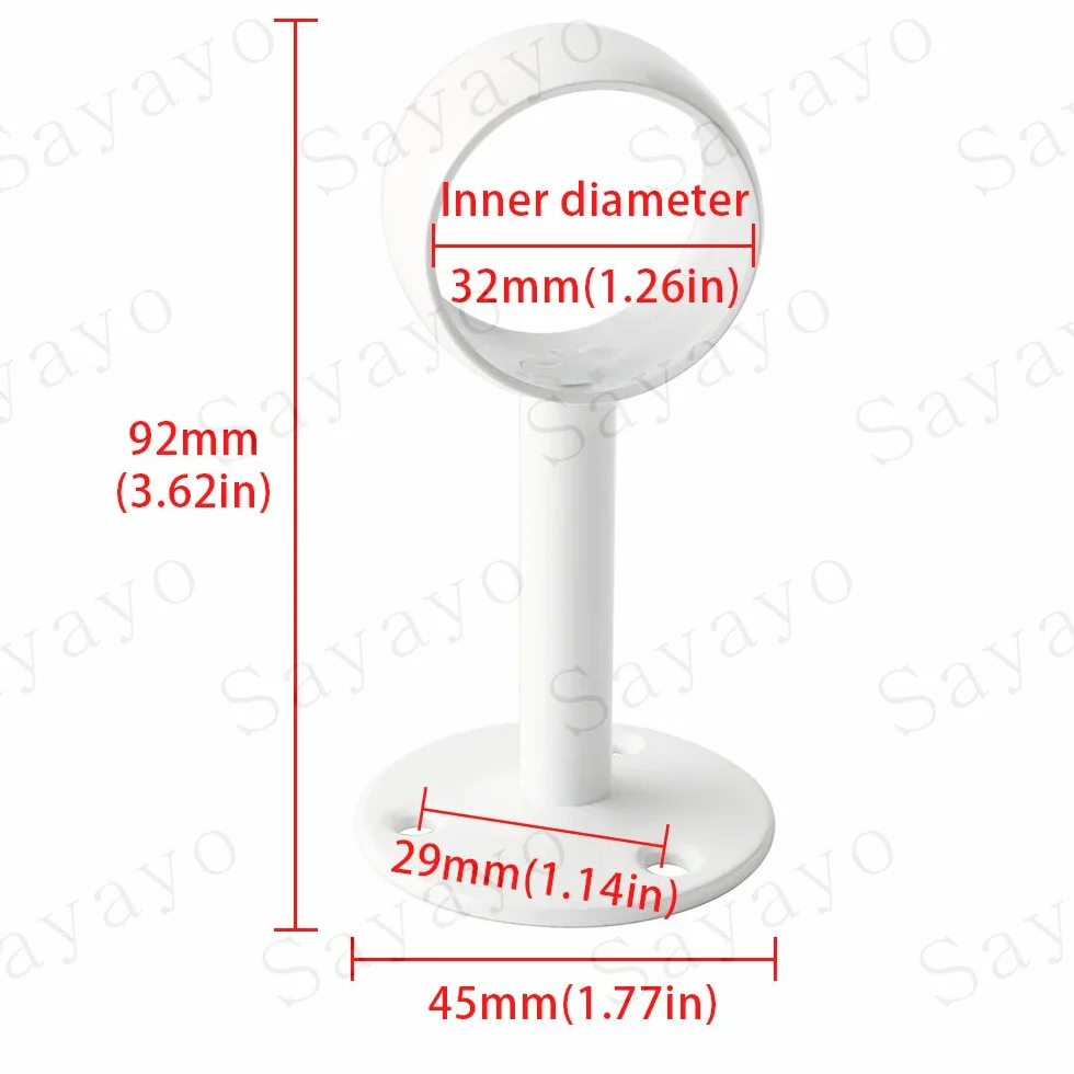 SAYAYO Bastone per Tende da Soffitto Acciaio Inox Supporto 32mm 2 Pezzi