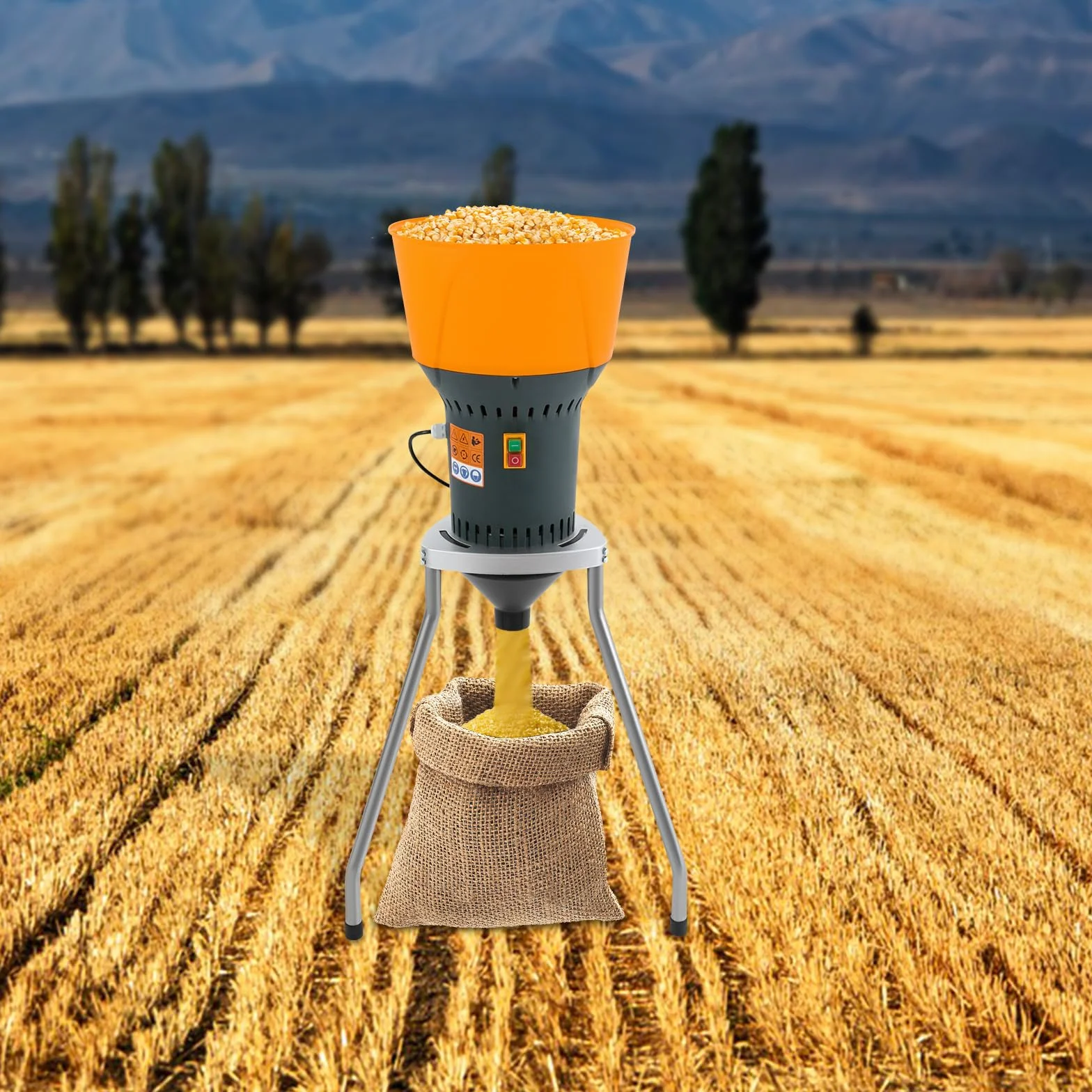 Macinino elettrico per cereali 19000RPM 220V con 5 setacci Macinino professionale per cereali secchi come frumento, mais, orzo Ideale per uso domestico e fattoria per la preparazione di mangime per