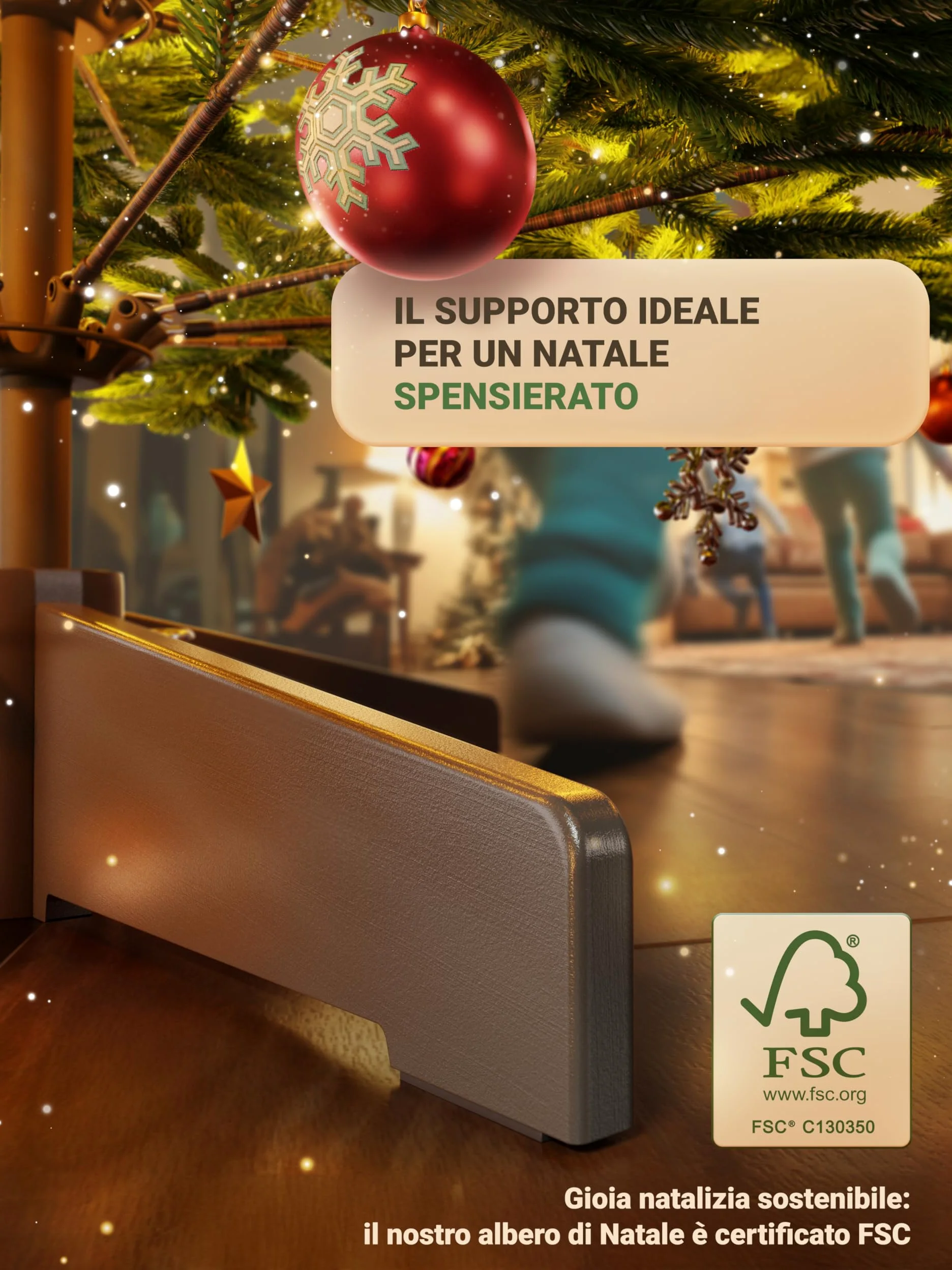 Albero di Natale artificiale [100% stampato a iniezione] - Nordman realistico con cima robusta | christmas tree di prima qualità con supporto in legno certificato FSC (180 cm, Senza illuminazione)