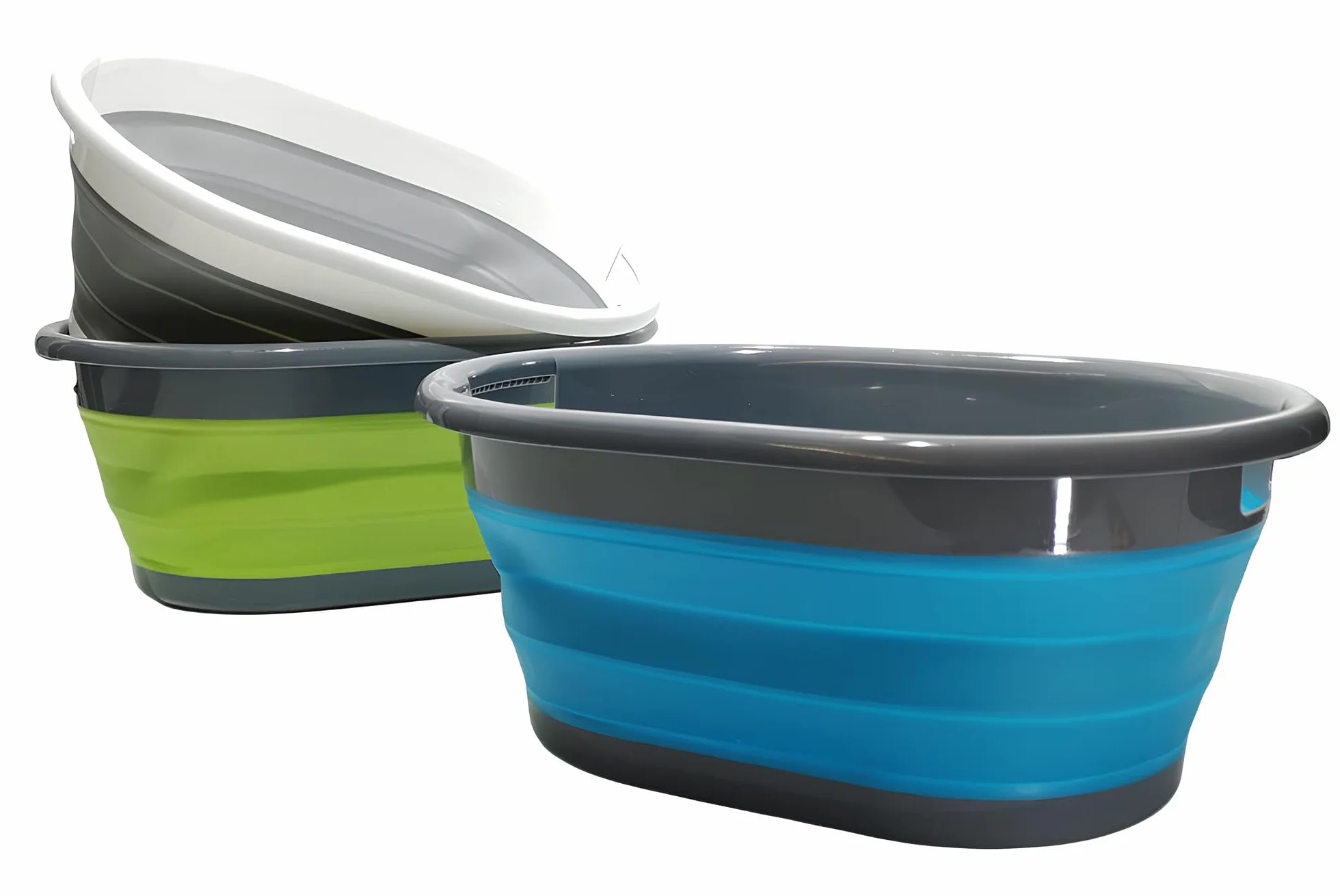 Bacinella Pieghevole Bucato Multiuso con Manici 17 Litri Bacinella Salva Spazio Cesta Pieghevole Catino Secchio Portabiancheria Plastica Silicone Bacino Cesto Verdure per Campeggio Casa Picnic Camper