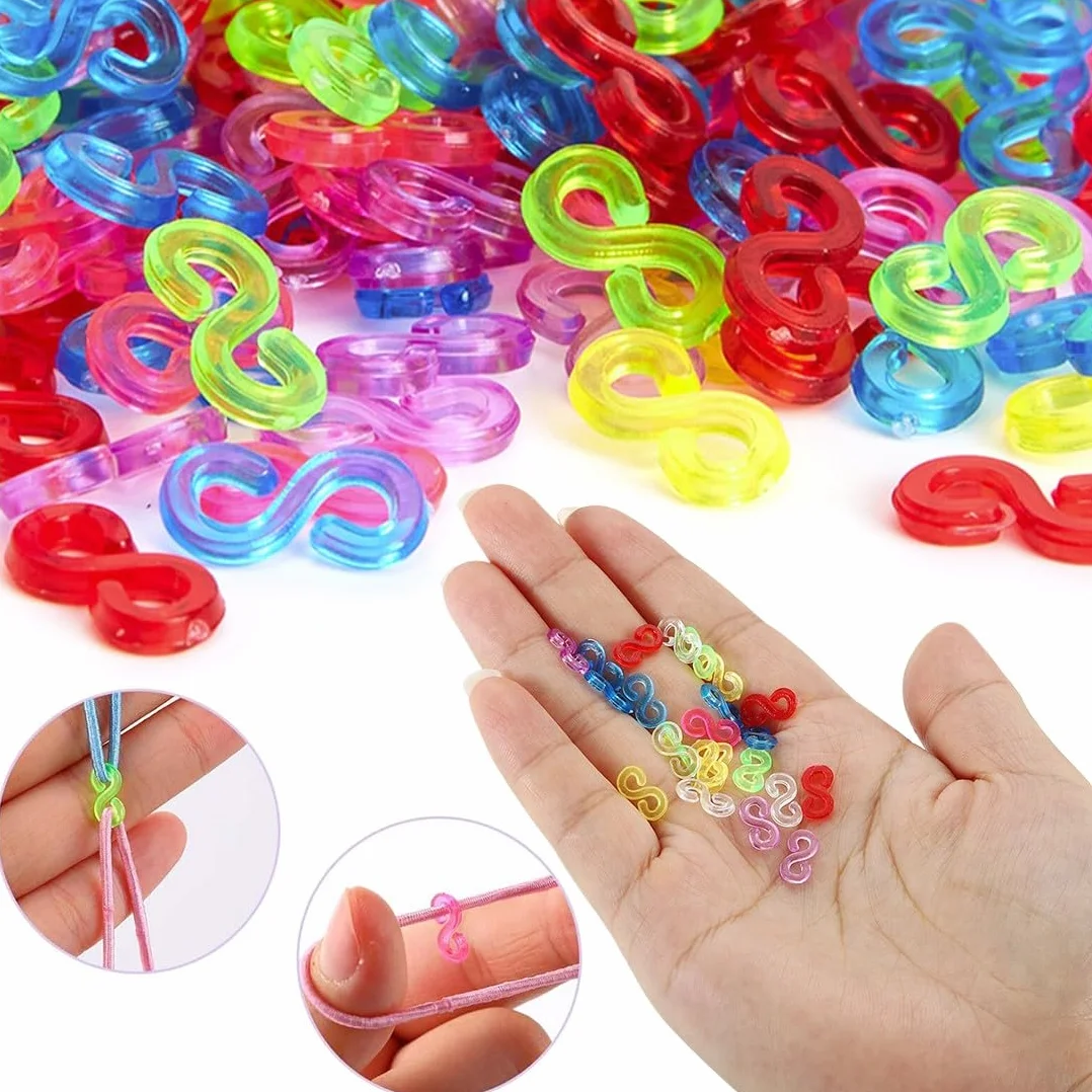 ZKGYUS 500 pezzi S Clip Nastri Chiusure Clip Nastri Accessori Elastici In Plastica Per Bracciali Gioielli Bands Uncinetto Chiusura Strumento Colorato Set
