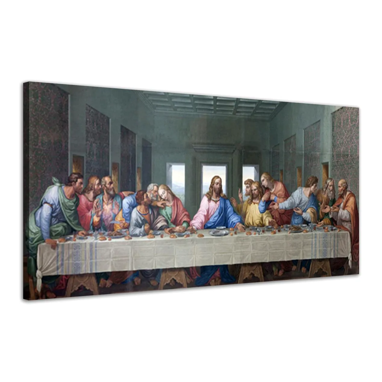 ZHONGYUTONG L'Ultima Cena Stampe Su Tela Con Cornice Leonardo Da Vinci Famosi Dipinti Ad Olio Riproduzione Classica Decorazione Di Gesù Per Cucina Camera Da Letto Soggiorno (50x100cm)