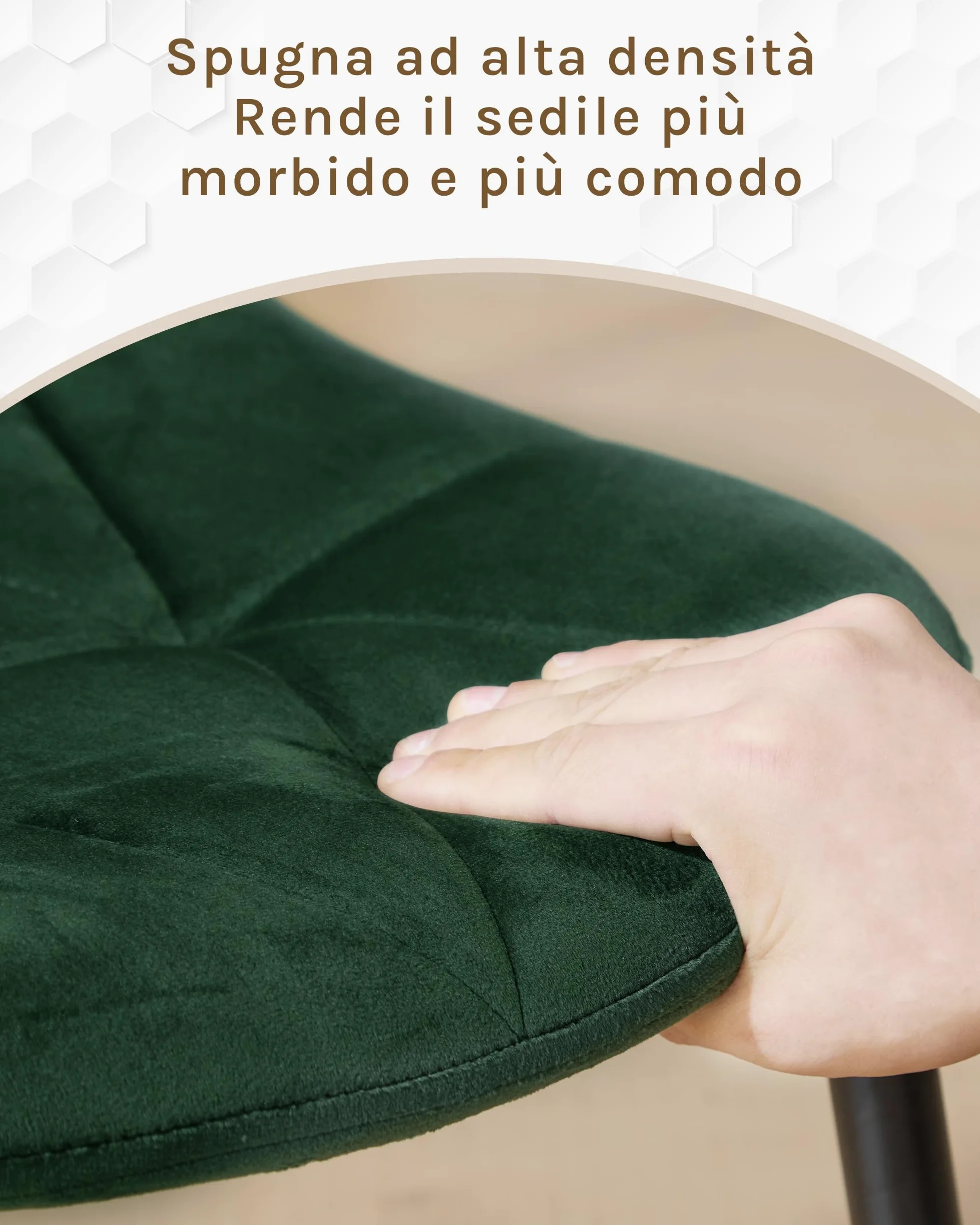 Lestarain set di 4 Sedia da Pranzo in Velluto, Sedie sala da pranzo con Schienale, Sedia Ergonomica con Gambe Metalliche, Seduta Imbottita, Verde Scuro LCNI109002-4
