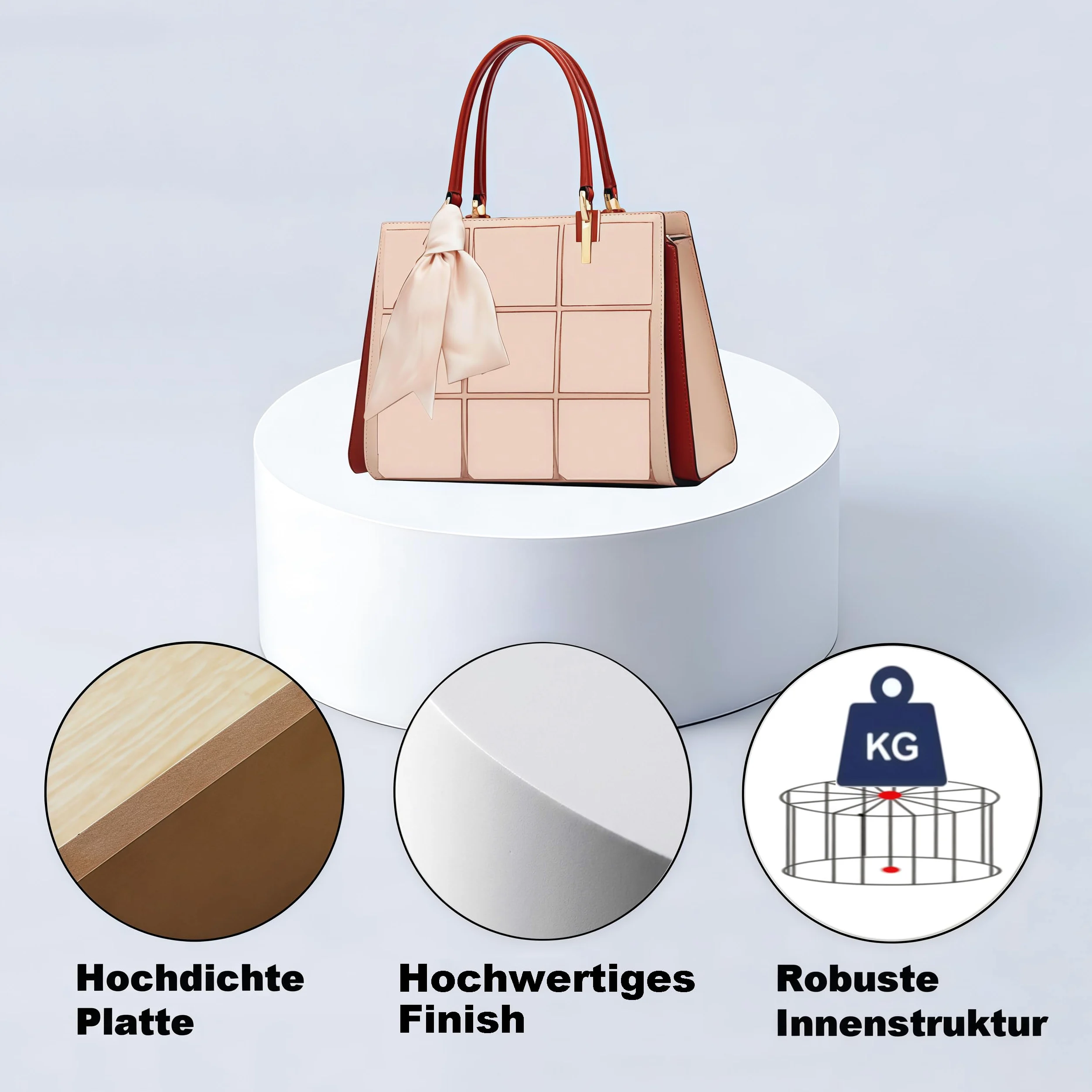 HJZALMI Base Cilindrica Bianca Decorazione per Mostre e Casa 60x60x20cm | Colonna di Visualizzazione Rotonda per Oggetti e Arte, Supporto Espositore per Vetrina