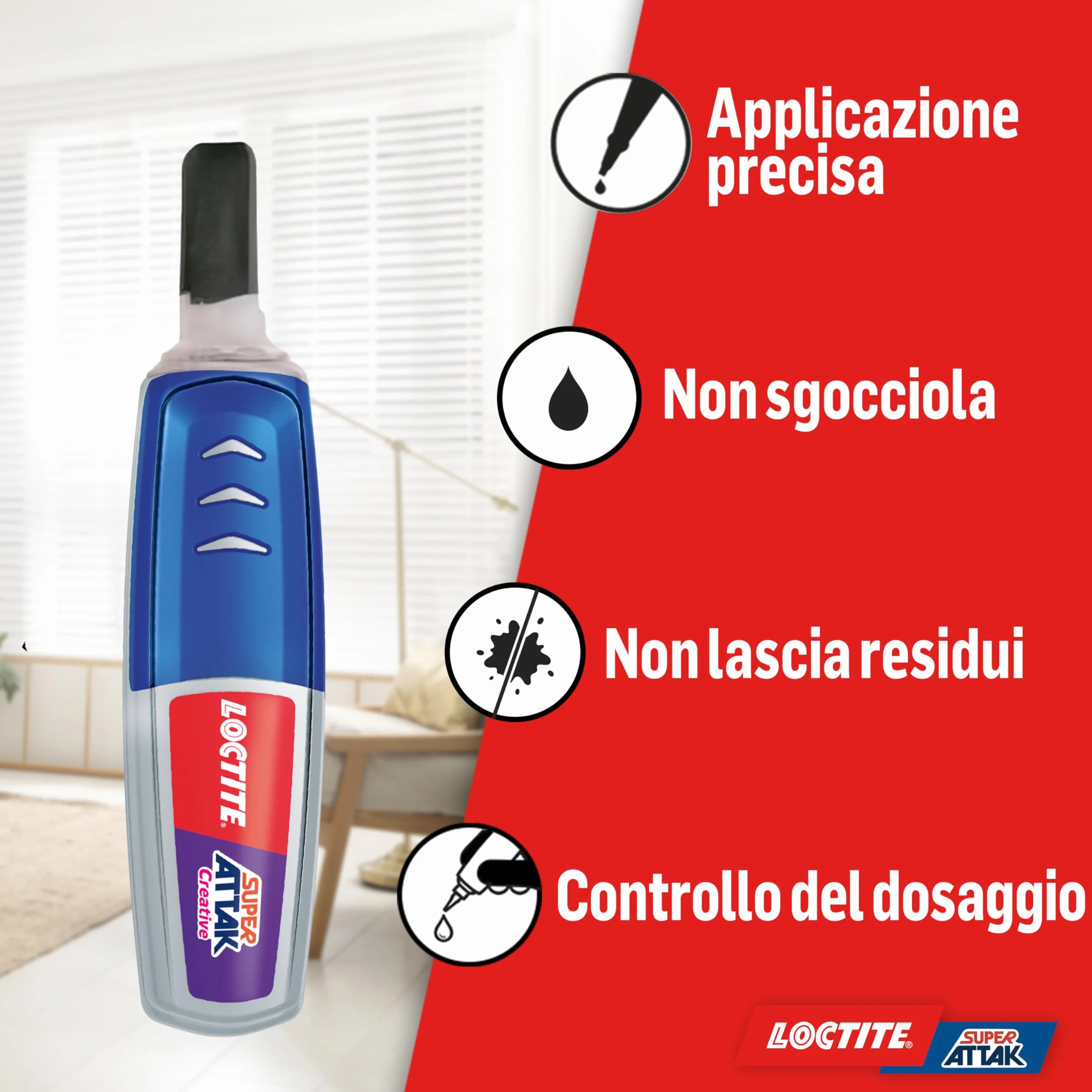 Loctite Super Attak Creative, Colla liquida trasparente con applicatore a penna, Colla attaccatutto forte per applicazioni facili e precise, Adesivo per legno, gomma, metallo, pelle, 1x3g