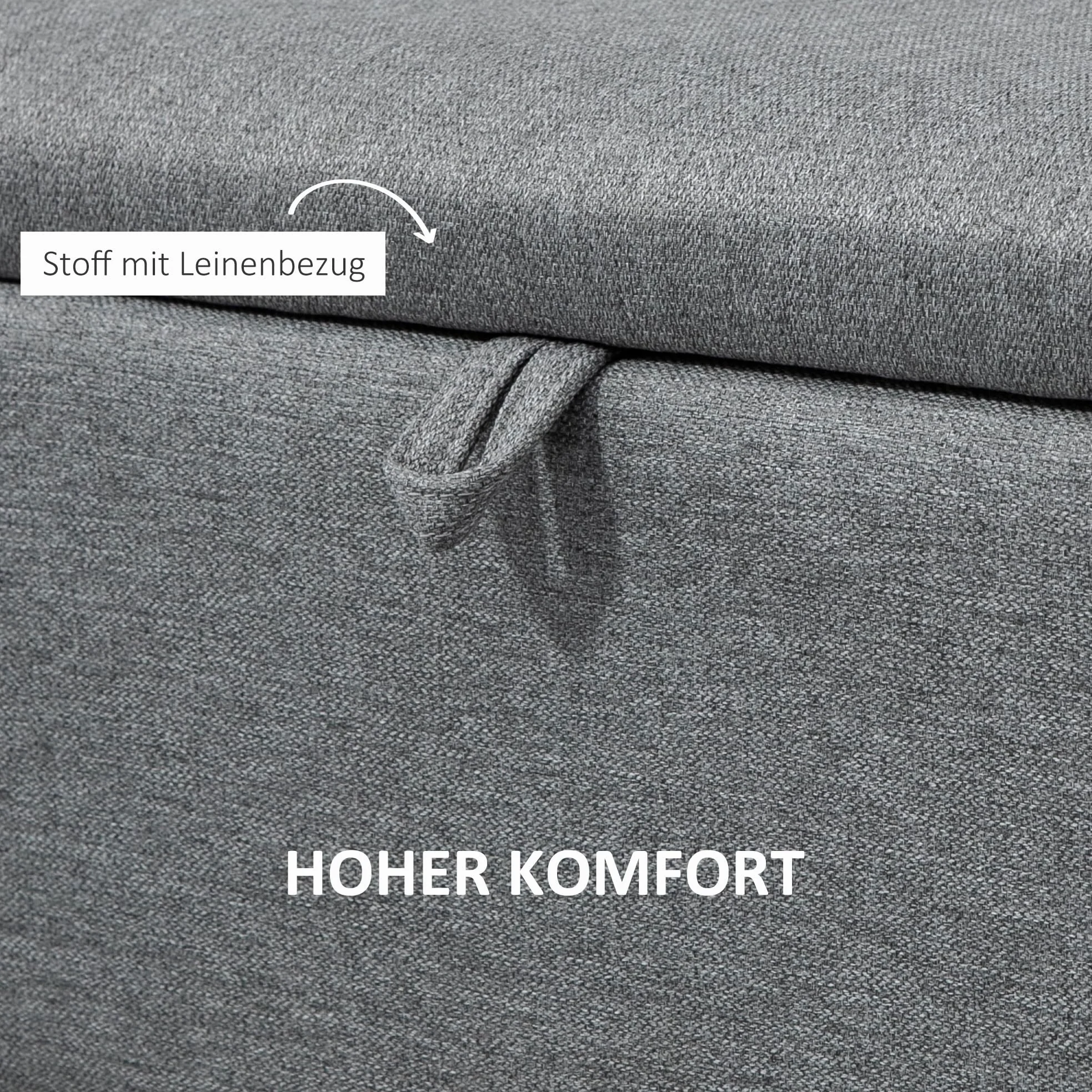 HOMCOM Panca Contenitore Rivestita in Tessuto, Effetto Velluto, Cassapanca con Contenitore Imbottita, per Camera da Letto, Soggiorno e Ingresso, 101x38.5x44.5 cm, Grigio
