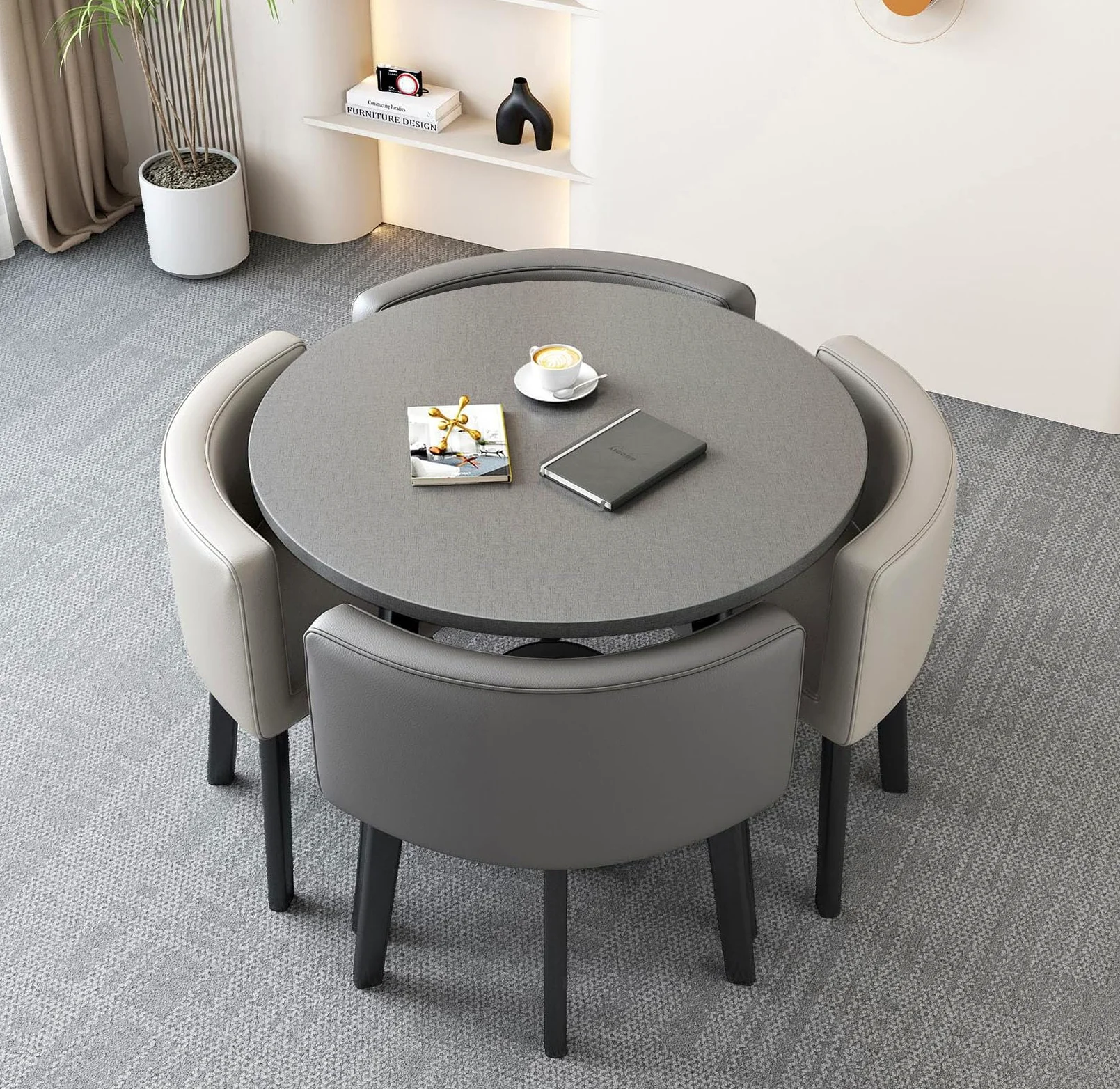 Table Ronde De Petite Taille pour Thé Au Lait Ensemble De Table à Manger De Cuisine Bar De PetitDéJeuner Rond Ensemble De Table Et De Chaises Rondes #10 80x75cm/31.5x29.5in(WxH)