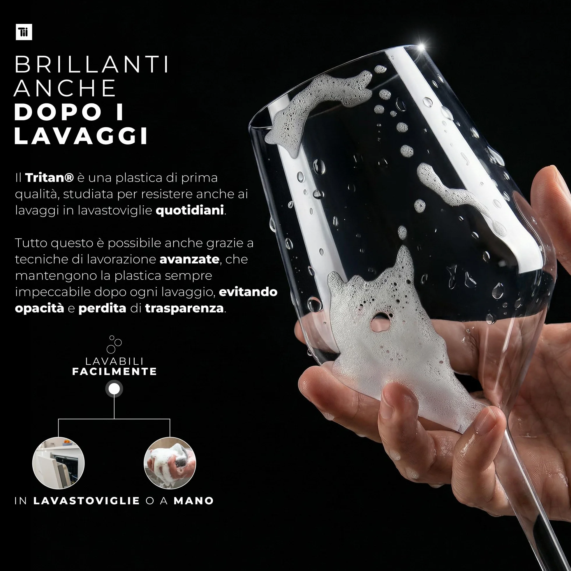TUNDRA Set 6 CALICI PLASTICA Tritan® 47 cl Vino Cocktail BPA-Free Lavabili Lavastoviglie