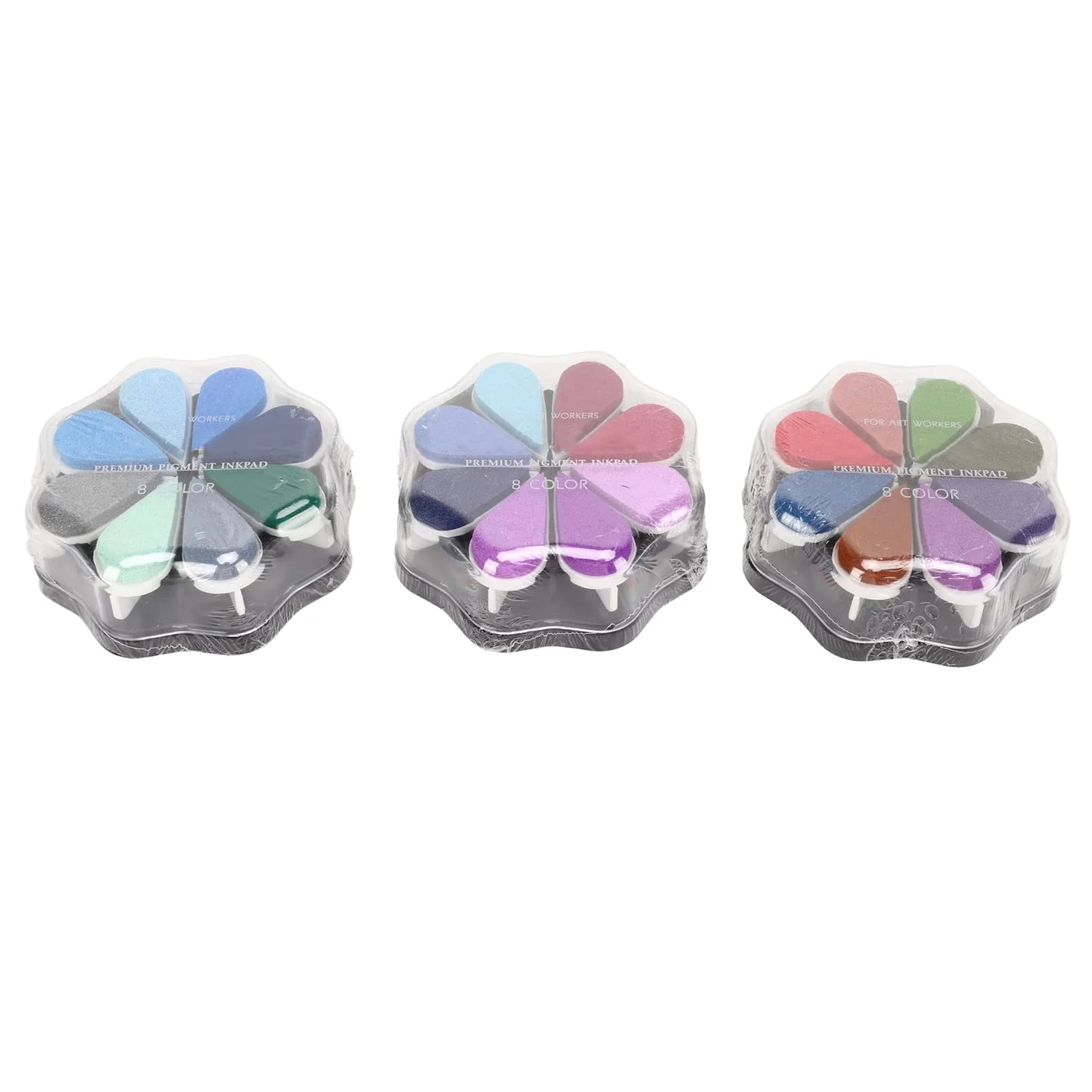 Tampone di inchiostro, 48 tamponi di inchiostro a petalo di colori metallici, confezione individuale Tampone di inchiostro per timbri a forma di fiore da colorare fai-da-te