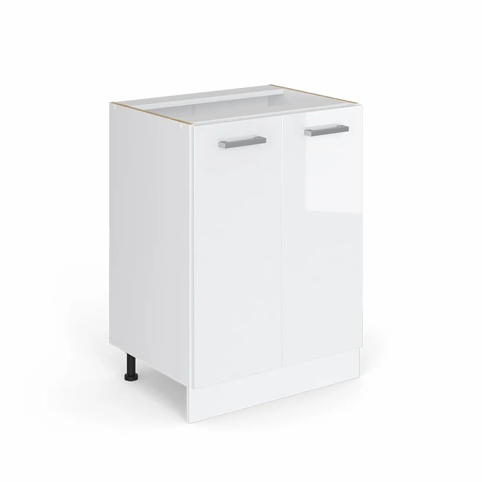 Vicco Mobiletto base cucina R-Line, Bianco lucido, 60 cm senza piano di lavoro, per la libera combinazione all'interno di sistemi cucina modulari