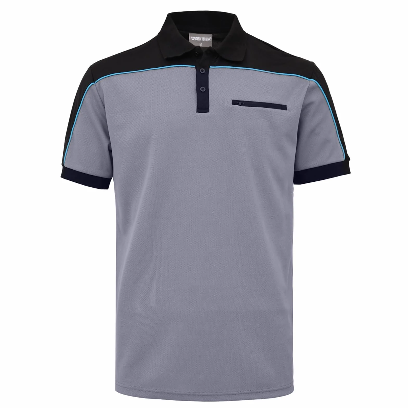 WORK IDEA Polo da Uomo Maniche Corte Lavoro 100% Poliestere Colori Contrasto