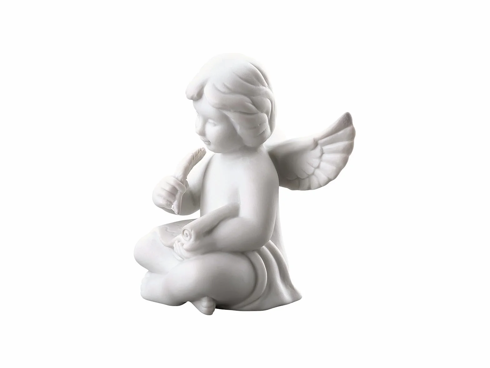 Rosenthal Angelo con rotolo, bianco opaco, 14 cm