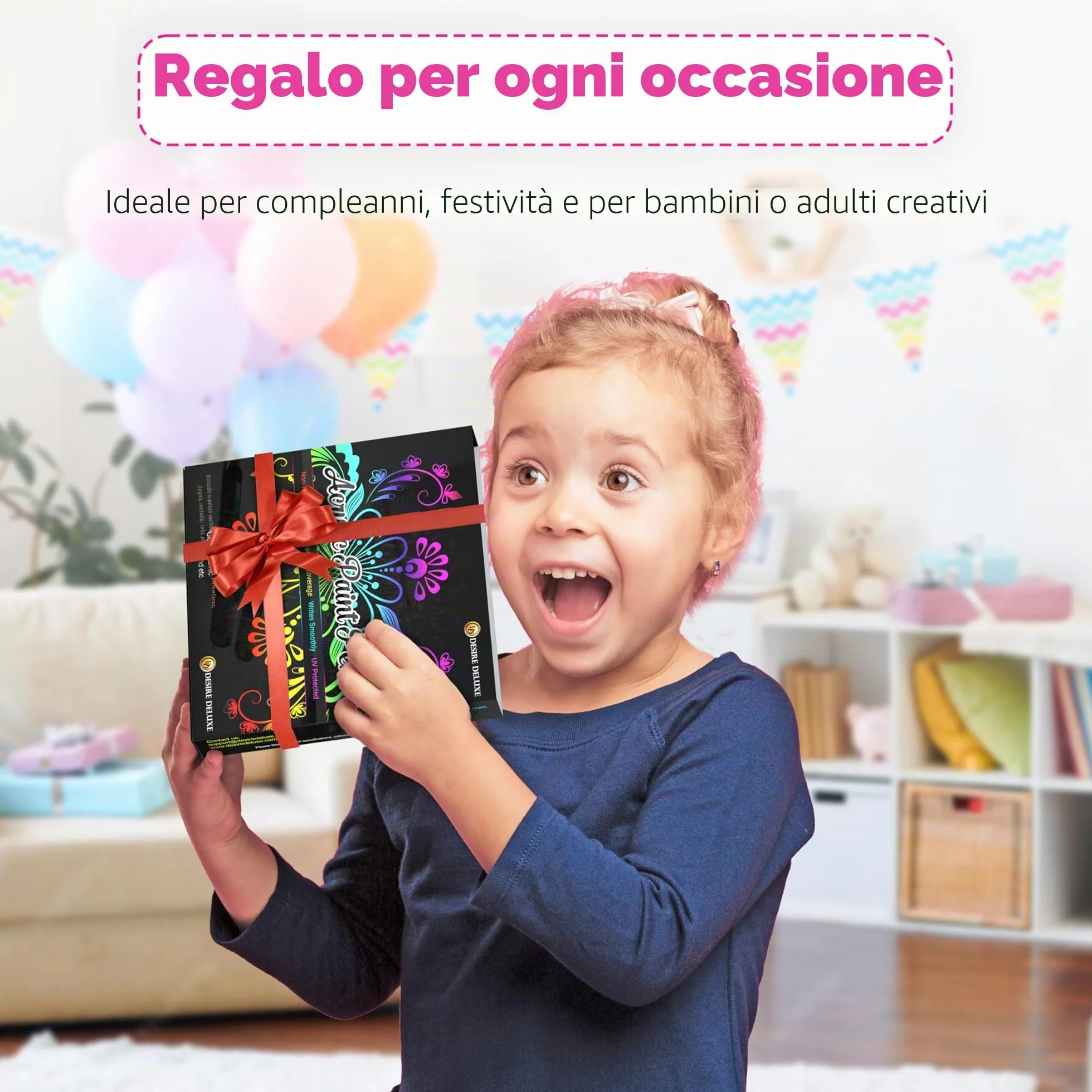 Desire Deluxe Pennarelli a Vernice Acrilica Atossici a Base d’Acqua Doppia Punta Multicolore 12 Pezzi