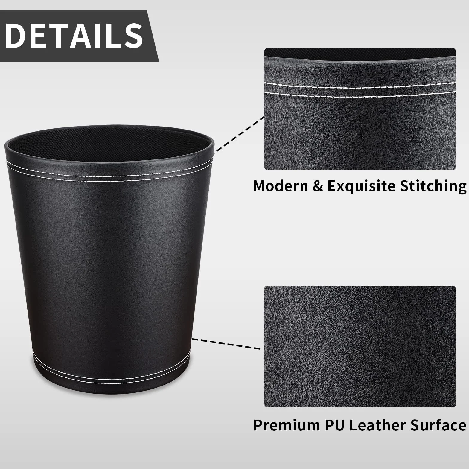 GORESE Cestino per la carta Nero pelle design moderno ufficio cucina bagno