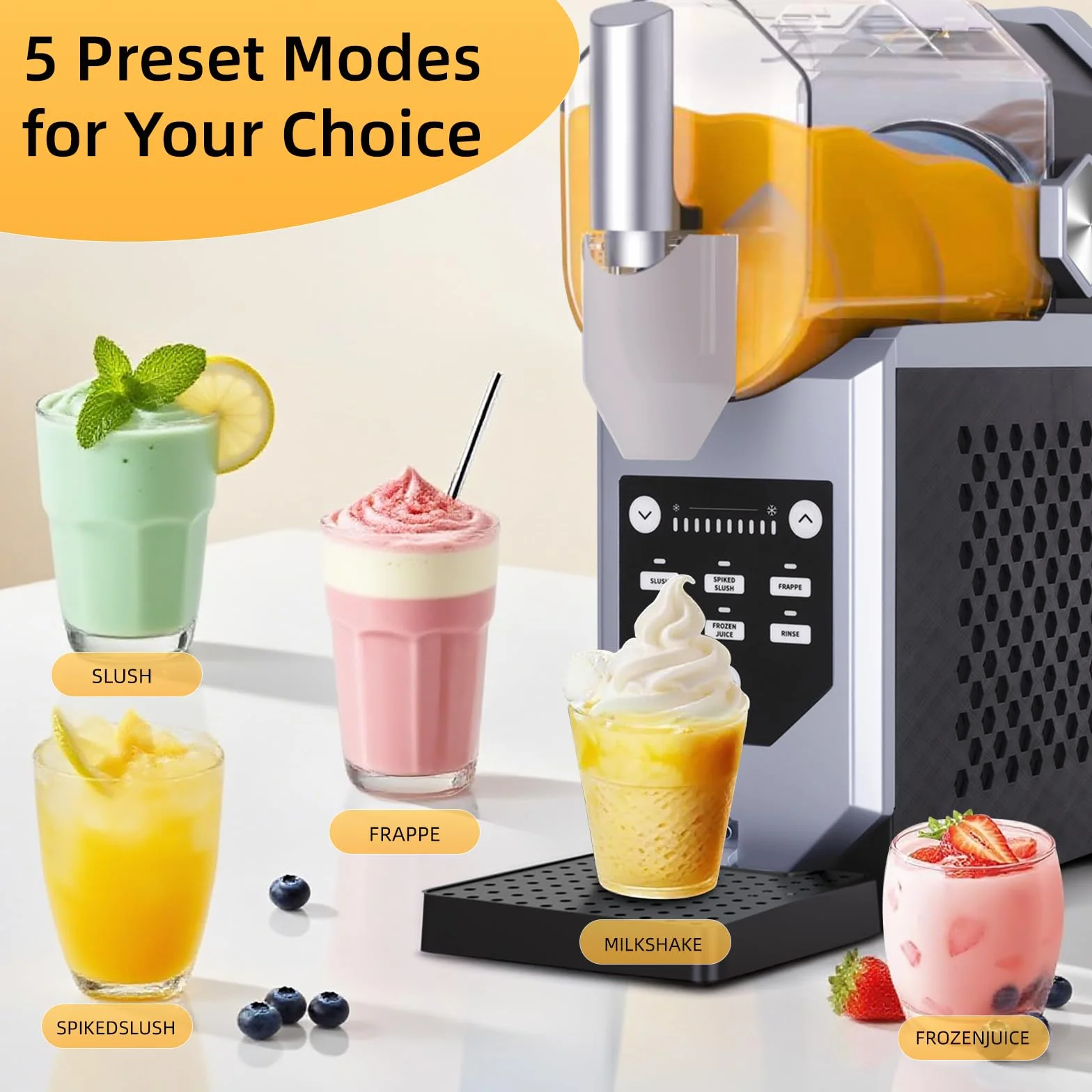 Macchina per Granita Elettrica 2,0L 220W, 5 Modalità, Tattile, per Sorbetto e Bevande