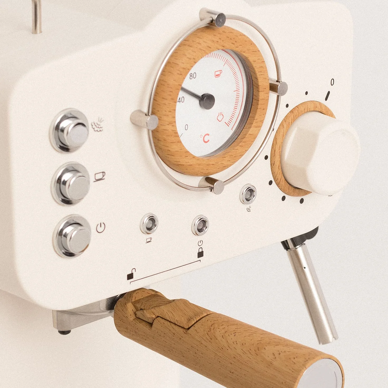 CREATE / THERA MATT RETRO/Macchina da caffè Bianco crema/per espresso e capuccino, 15bar, 1100W, termometro integrato, capacità 1,25 litri, vaporizzatore regolabile