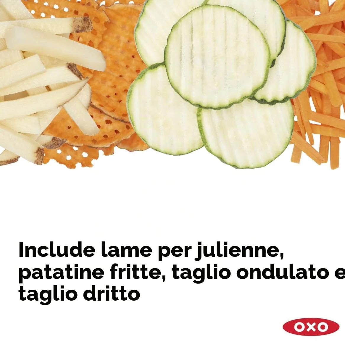 OXO Good Grips - Affettatrice professionale per frutta e verdura 2.0 con lame giapponesi in acciaio inox, colore: grigio