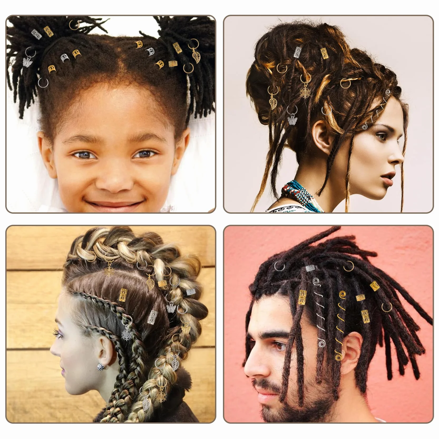 Dreadlocks gioielli vichinghi anelli per trecce oro argento regolabile metallo 180 pezzi