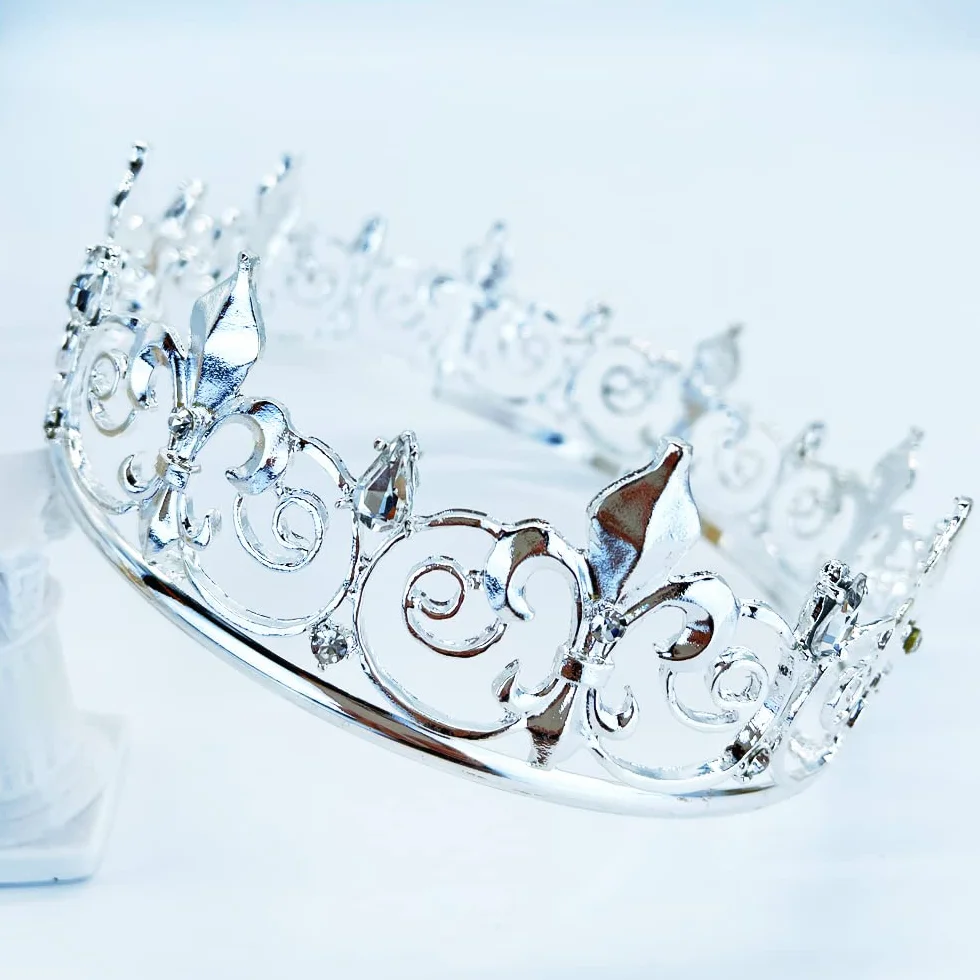 Corona Metallo Royal Full King Uomini Cosplay Matrimonio Prom Party Decorazioni