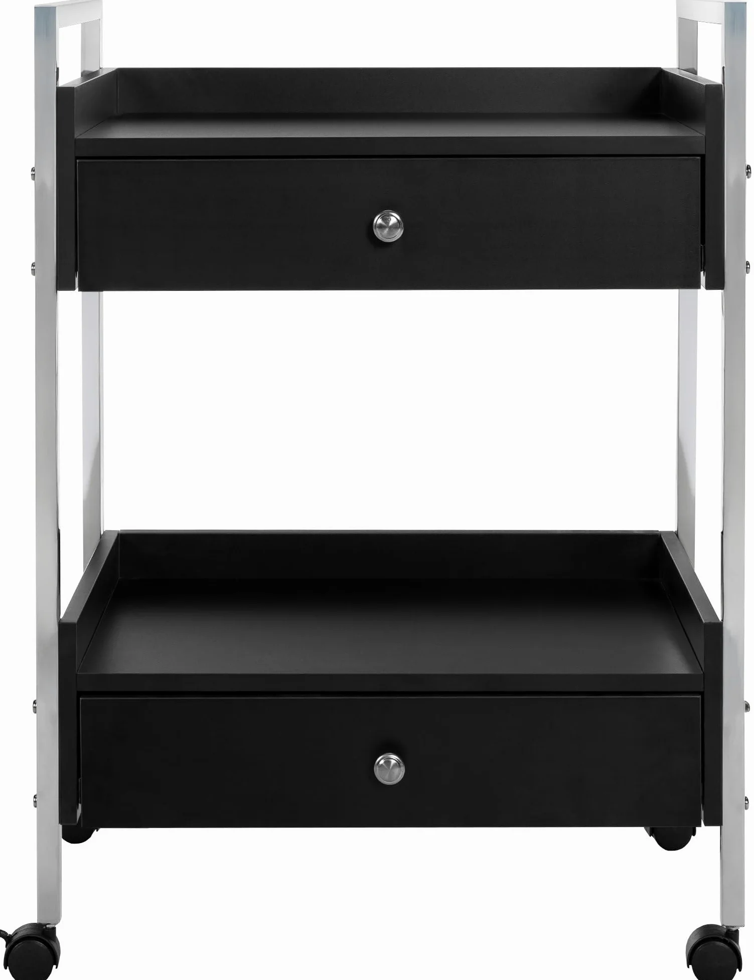 CLP Carrello Multiuso di Lusso I Carrello Multiuso su rotelle I Carrello con Due cassetti e Ripiani, Colore:Nero