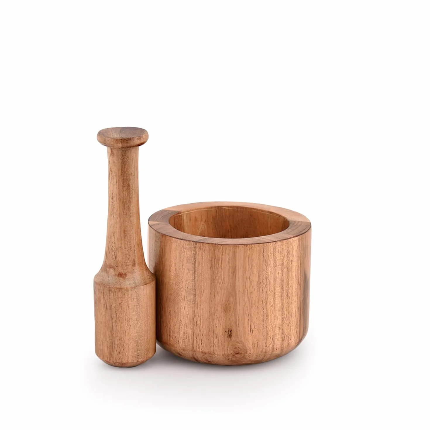 Samhita Mortaio e pestello in legno di acacia per aglio, pepe, erbe, utensili da cucina Regalo di compleanno, inaugurazione casa 10,2 x 7,6 cm, 14 cm