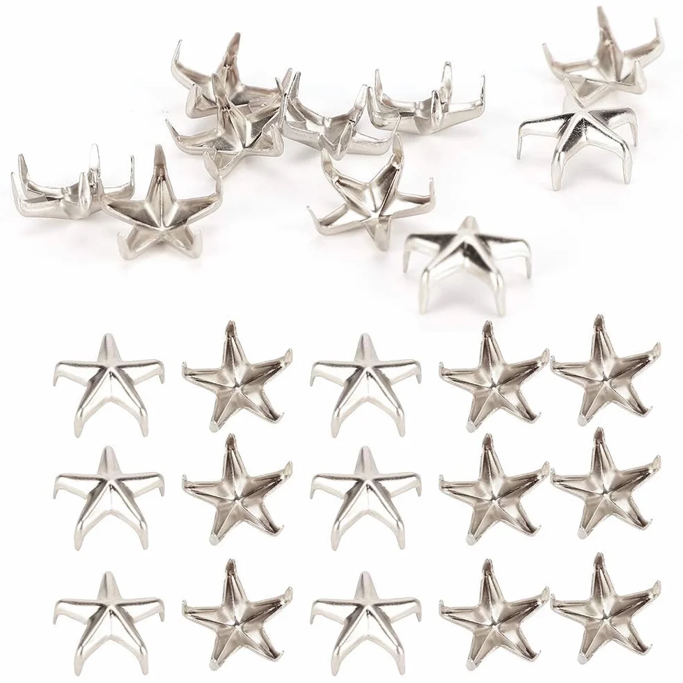 Rivetti Metallici Autoadesivi 200 Pezzi Borchie a Stella Claw Argento per Artigianato DIY