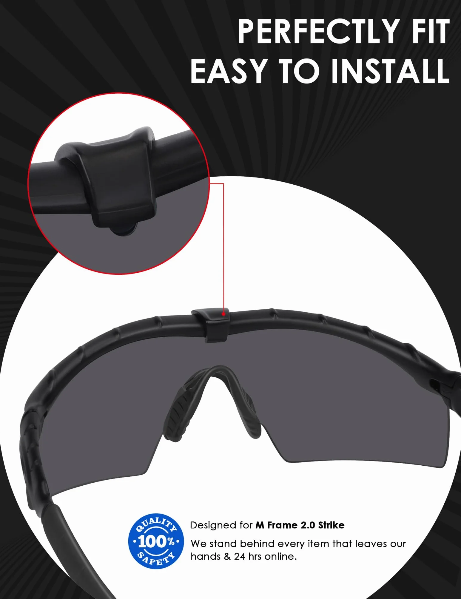 Oakley M Frame 2.0 Strike/Si M Frame 3.0 OO9146 Clip di ricambio per occhiali da sole Nero BLAZERBUCK