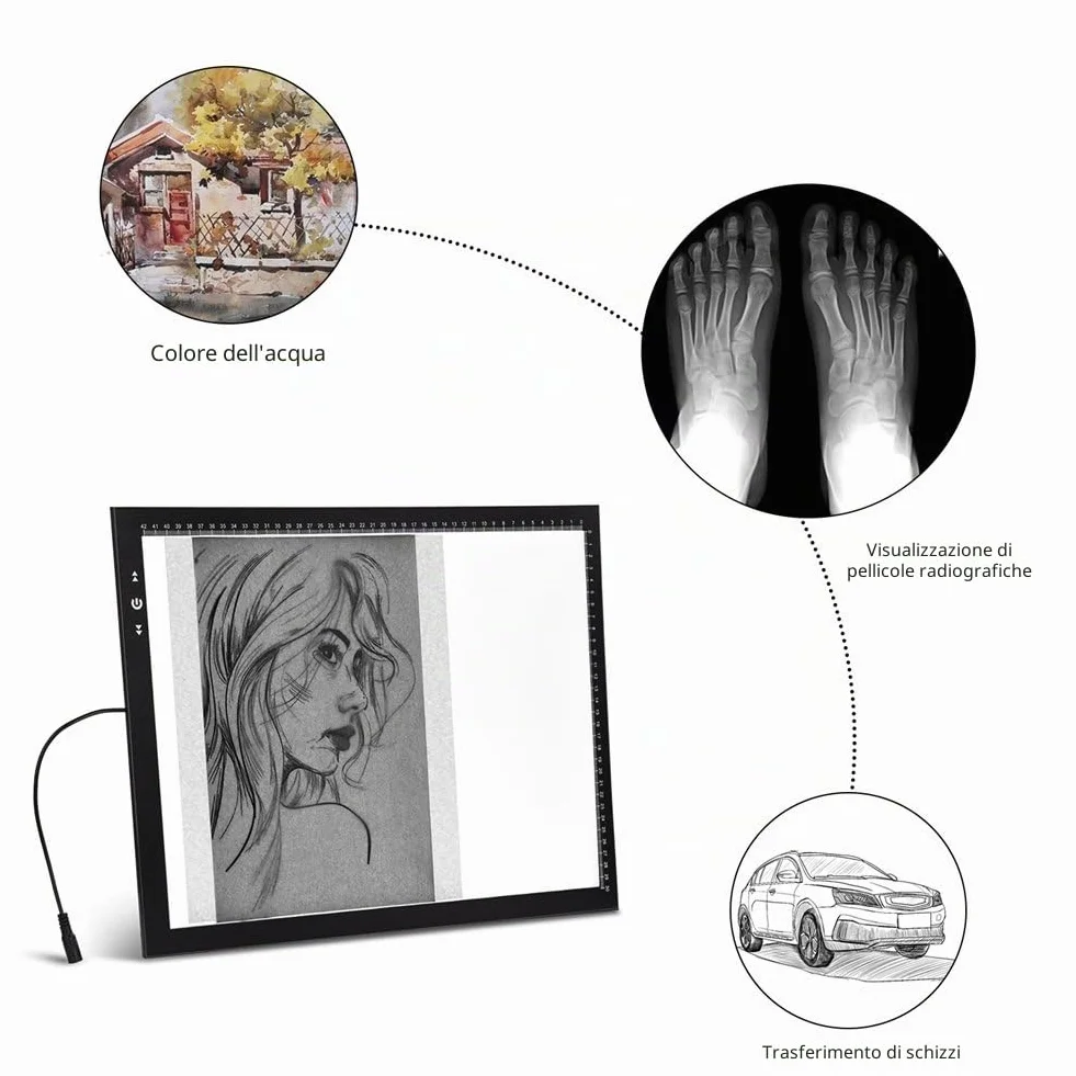 HSK A3 LED Artist Tracing Light Box, Adjustable High Brightness Light Pad for Tattoo Drawing Sketching Animation Diamond Painting